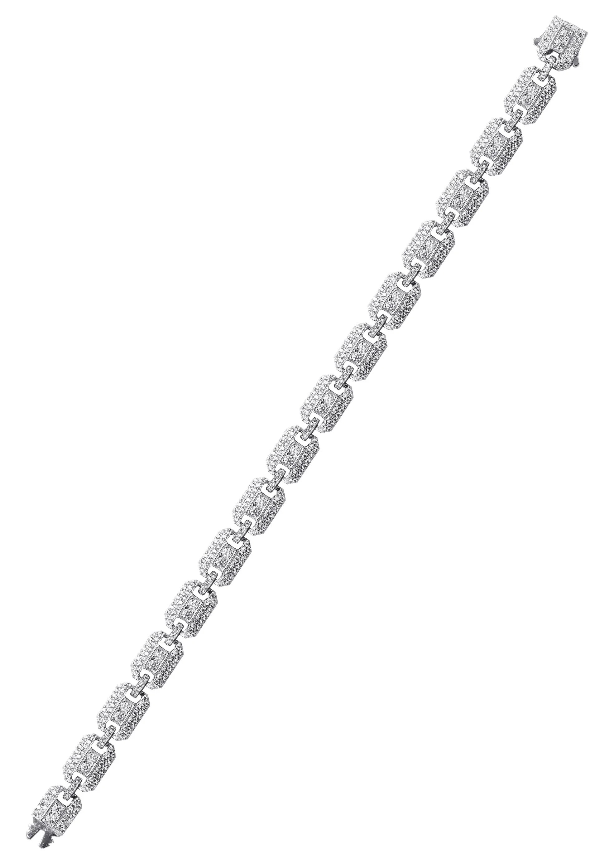 Silver White Ice Square Link Bracelet - Image 3