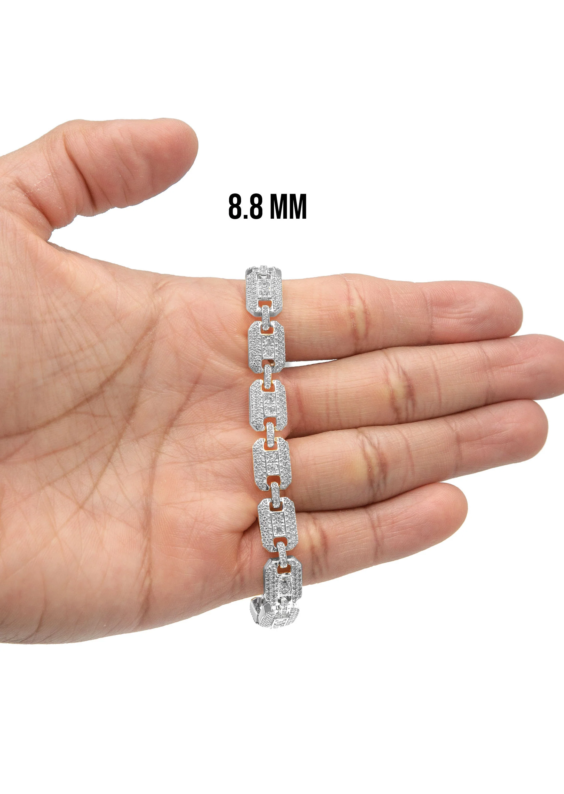 Silver White Ice Square Link Bracelet - Image 4