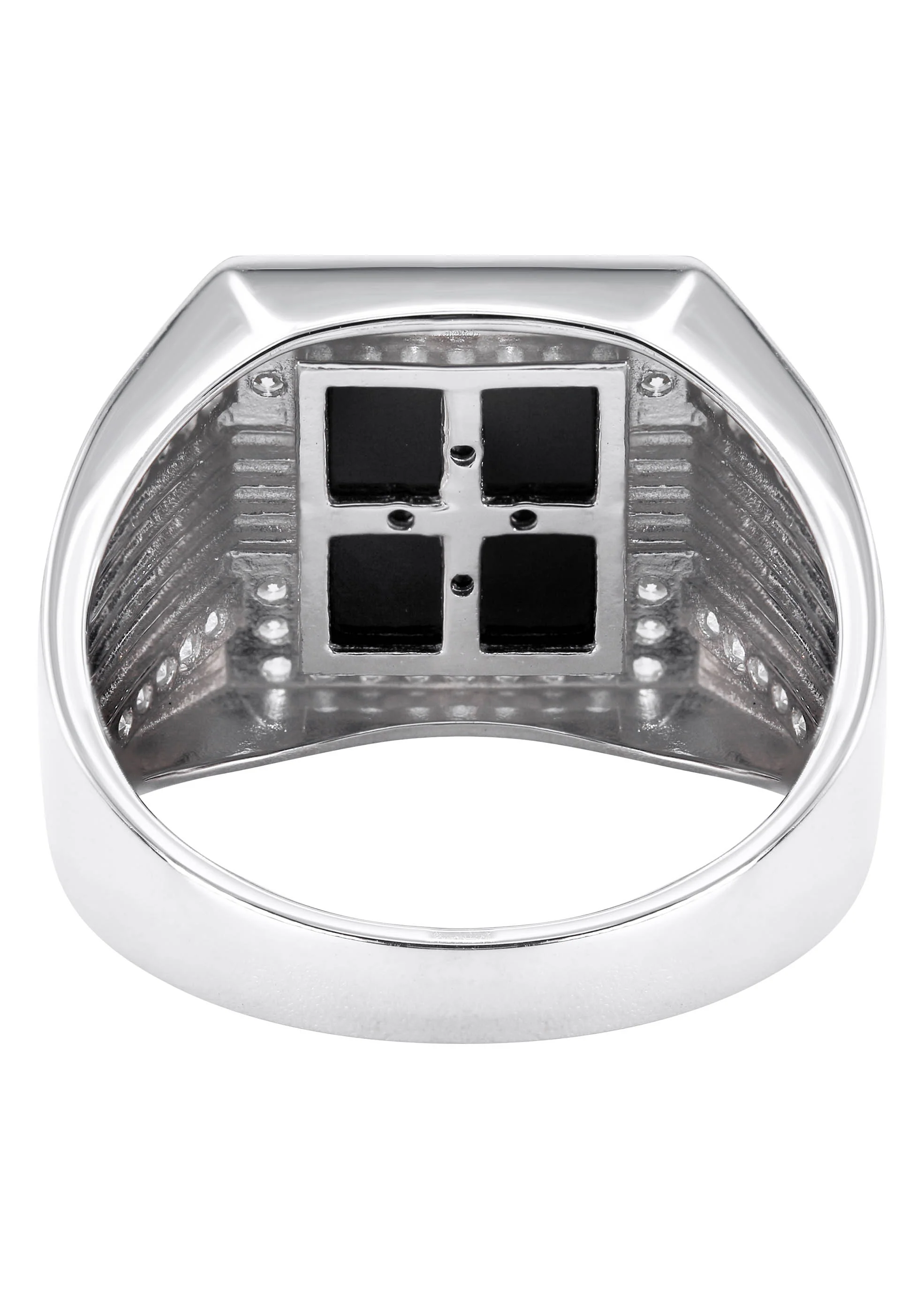 Mens Silver CZ Onyx Pinky Ring | Appx 7.5 Grams - Image 3