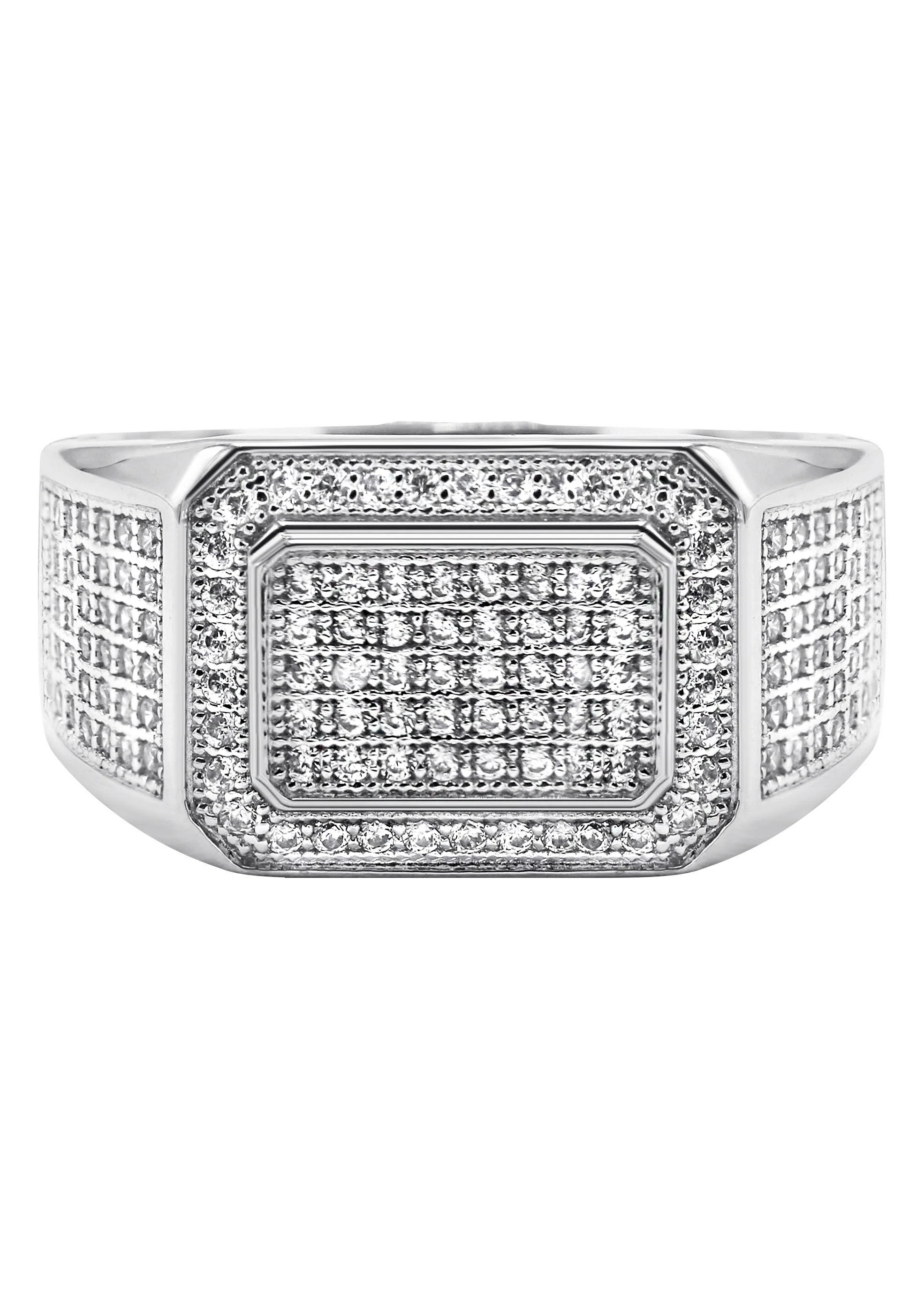 Mens Silver CZ Signet Ring | Appx 6.4 Grams