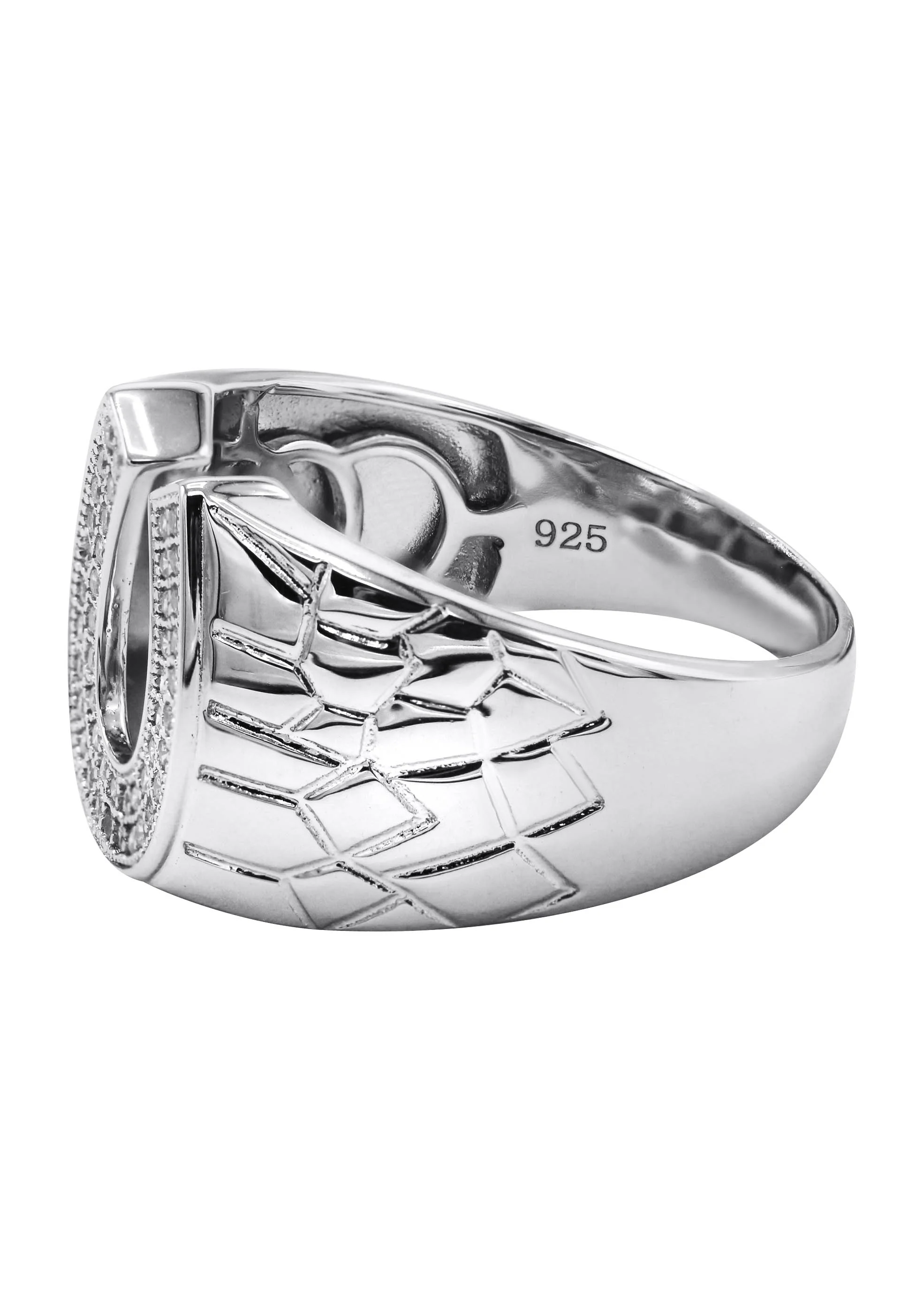 Mens Silver CZ Horseshoe Ring | Appx 6.4 Grams - Image 2