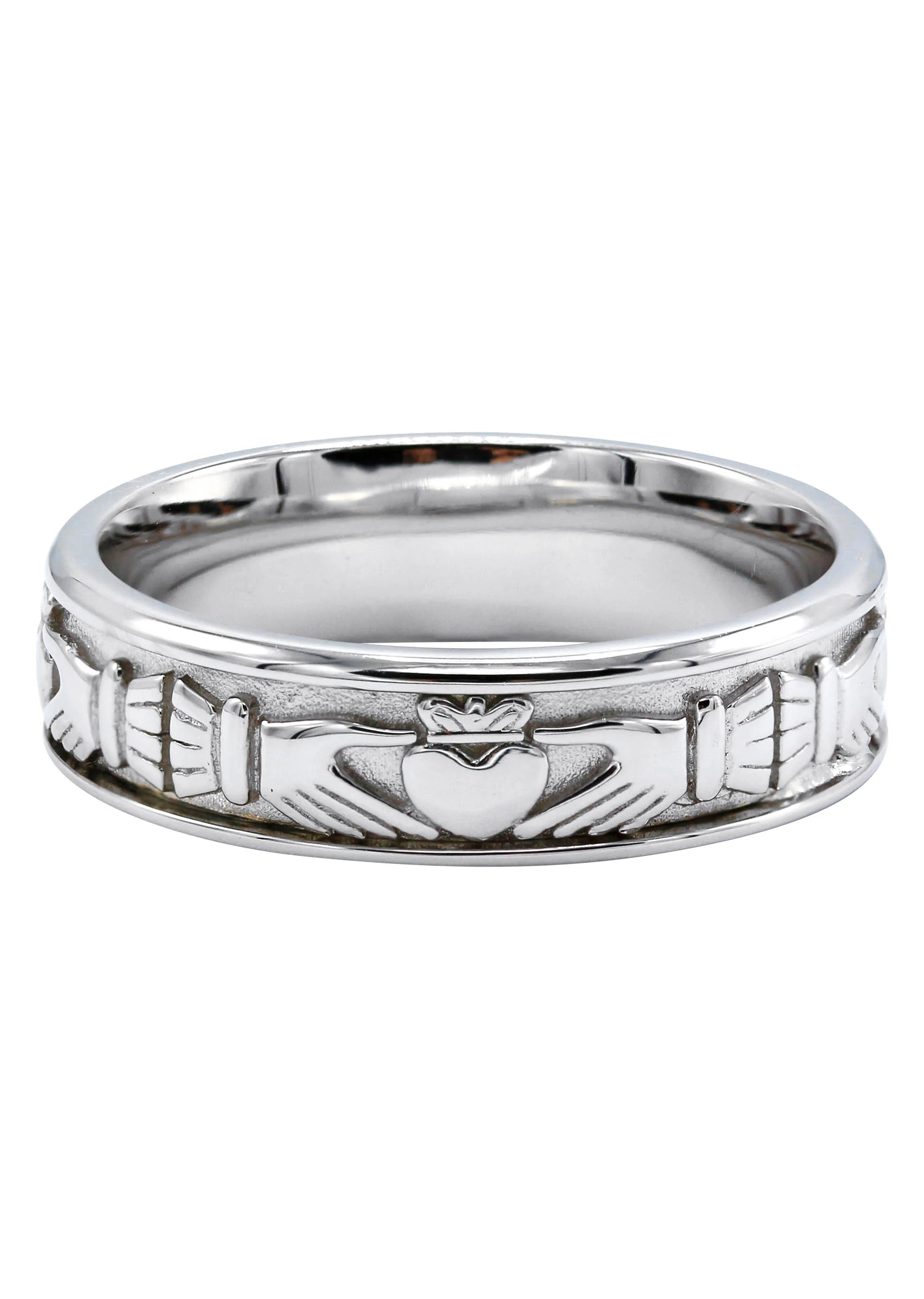 Mens Silver Crown Heart Wedding Band | Appx 7.7 Grams