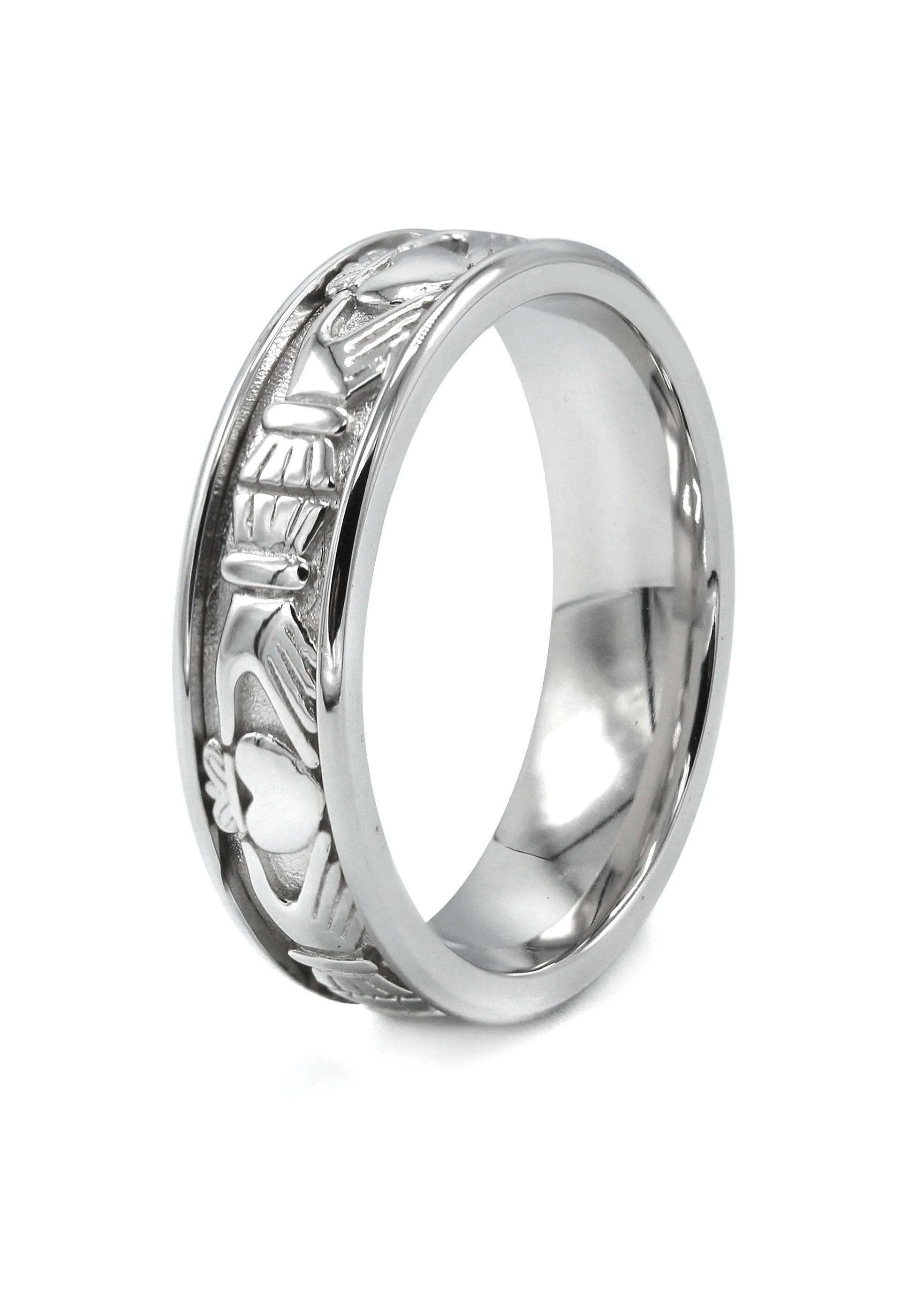 Mens Silver Crown Heart Wedding Band | Appx 7.7 Grams - Image 2