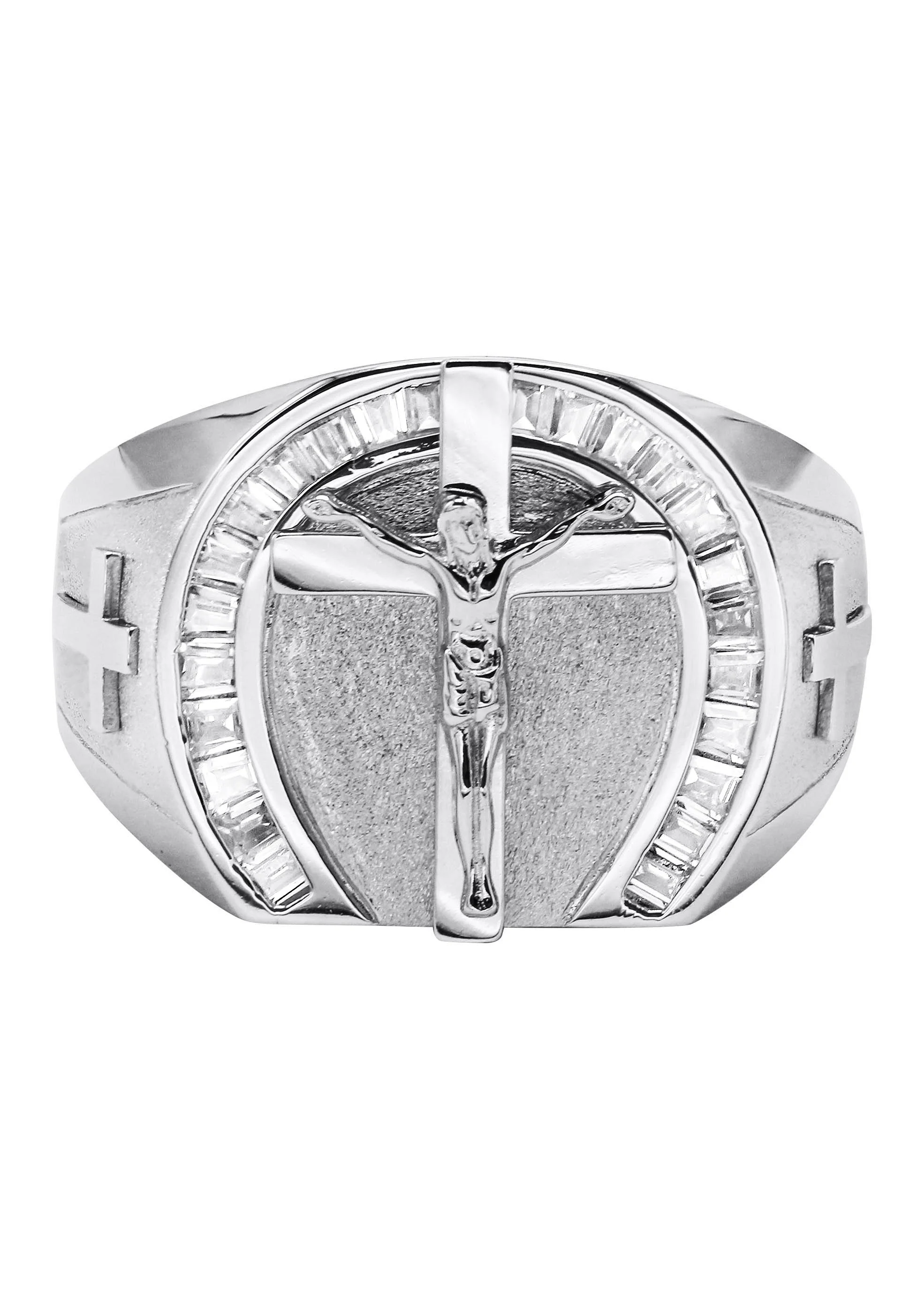 Mens Silver CZ Jesus Ring | Appx 7.6 Grams