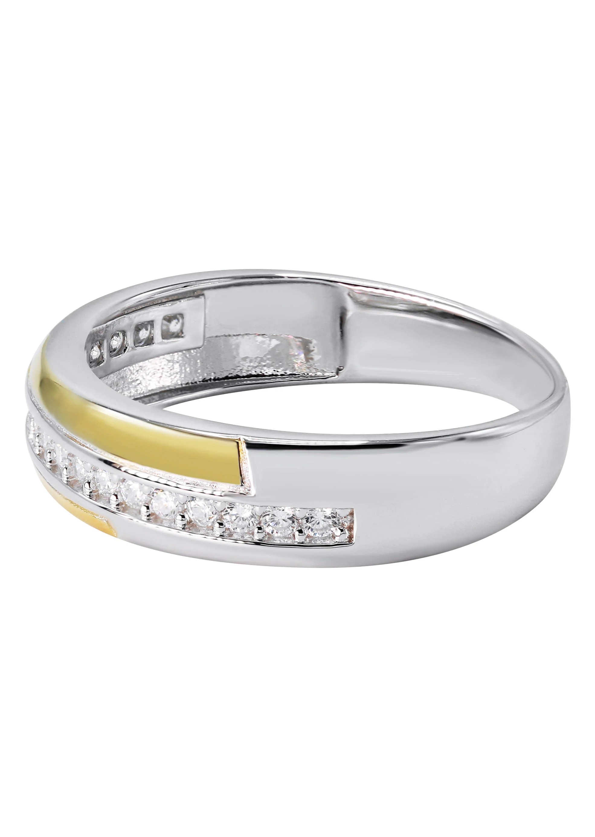 Mens Silver CZ Gold Wedding Band | Appx 3.8 Grams - Image 2