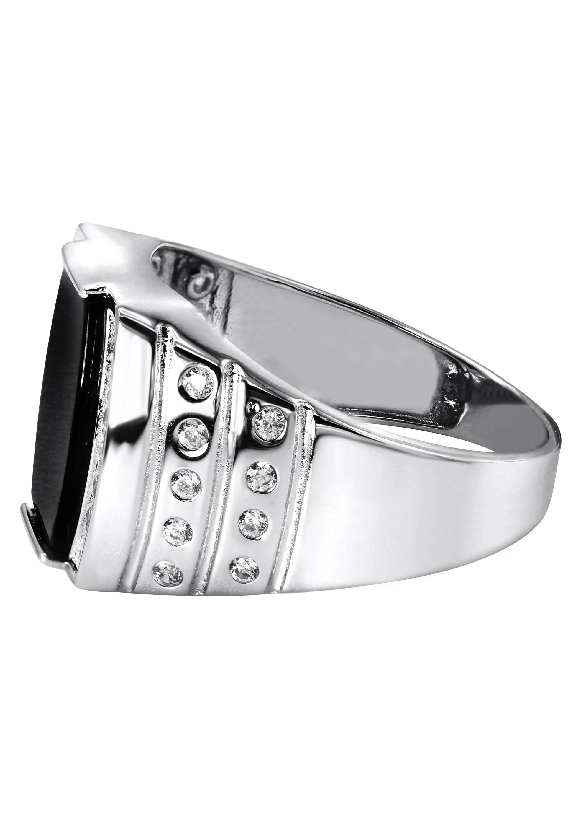 Mens Silver CZ Onyx Ring | Appx 6.7 Grams - Image 2