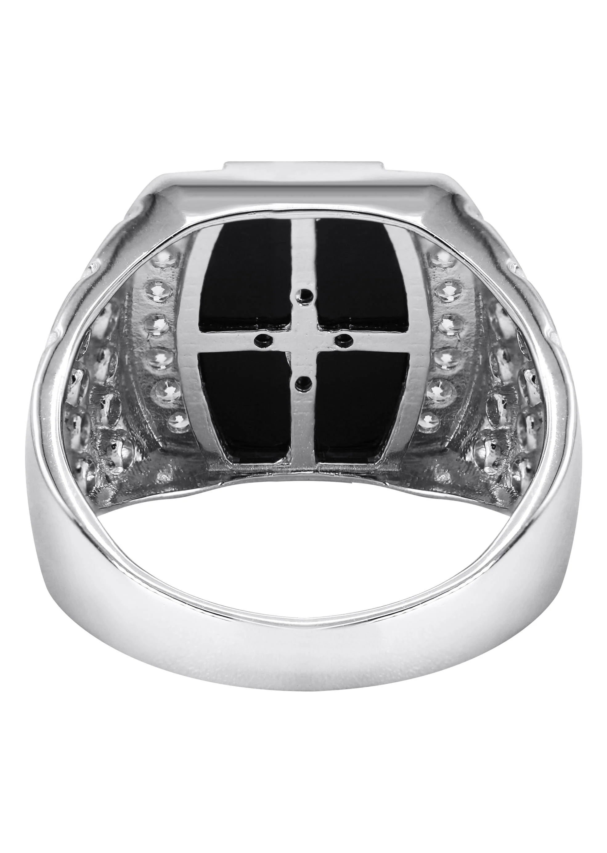 Mens Silver CZ Onyx Ring | Appx 6.7 Grams - Image 3