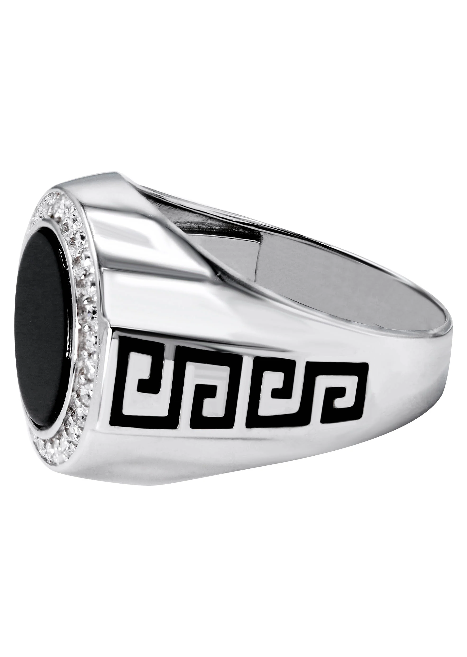 Mens Silver CZ Onyx Signet Ring | Appx 7.7 Grams - Image 2