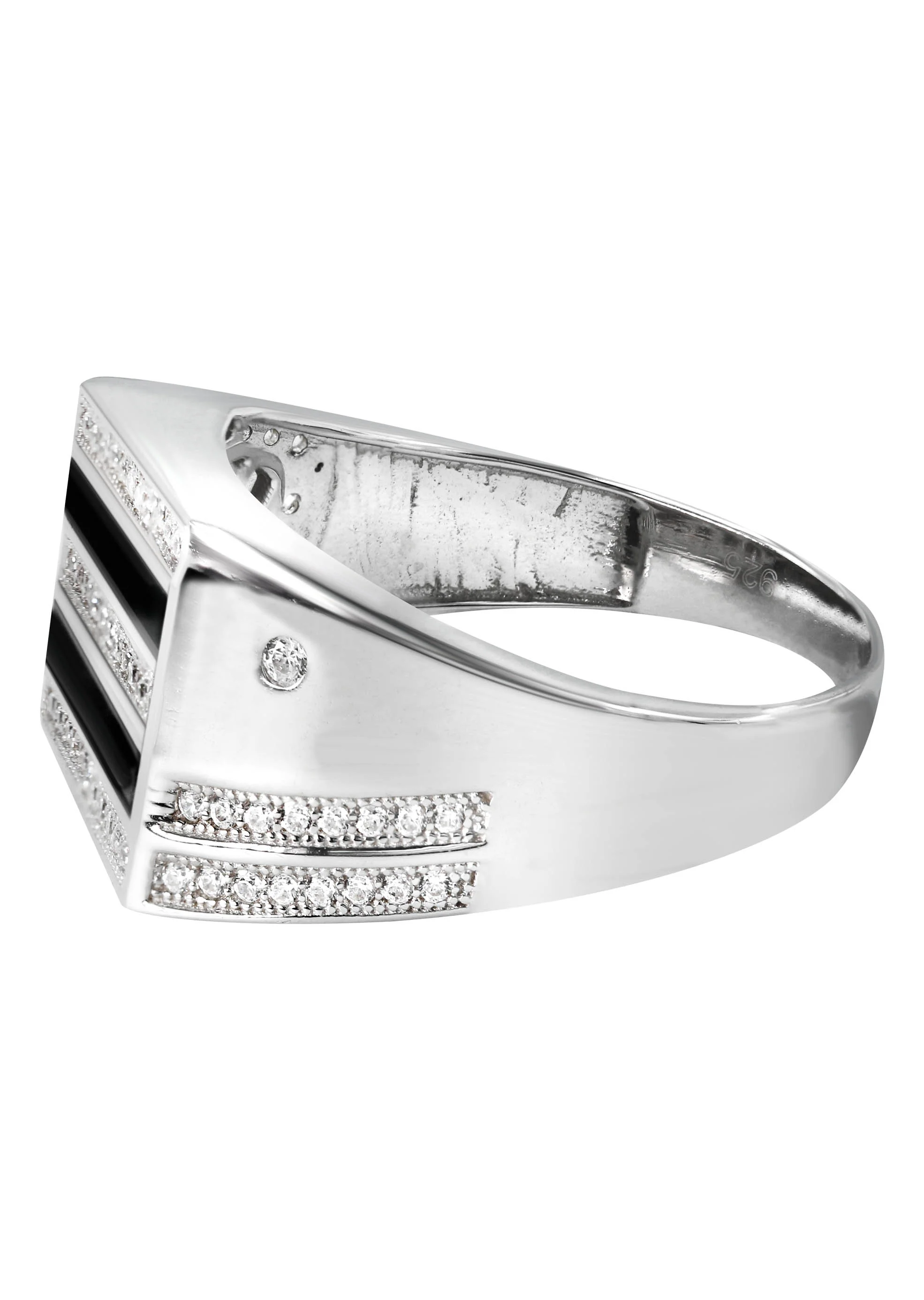 Mens Silver CZ Onyx Ring | Appx 7 Grams - Image 2