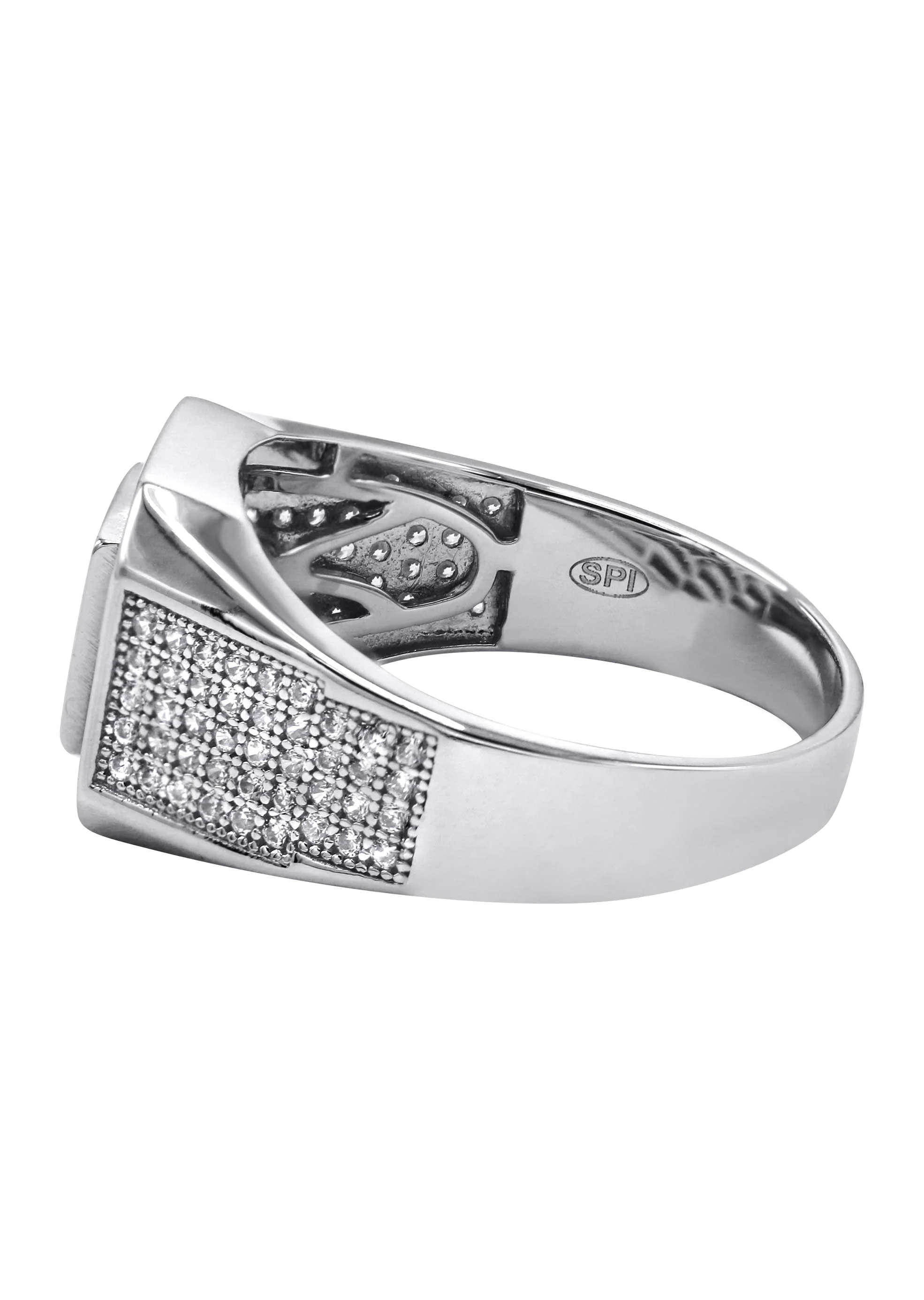 Mens Silver CZ  Baguette Signet Ring | Appx 5.5 Grams - Image 2