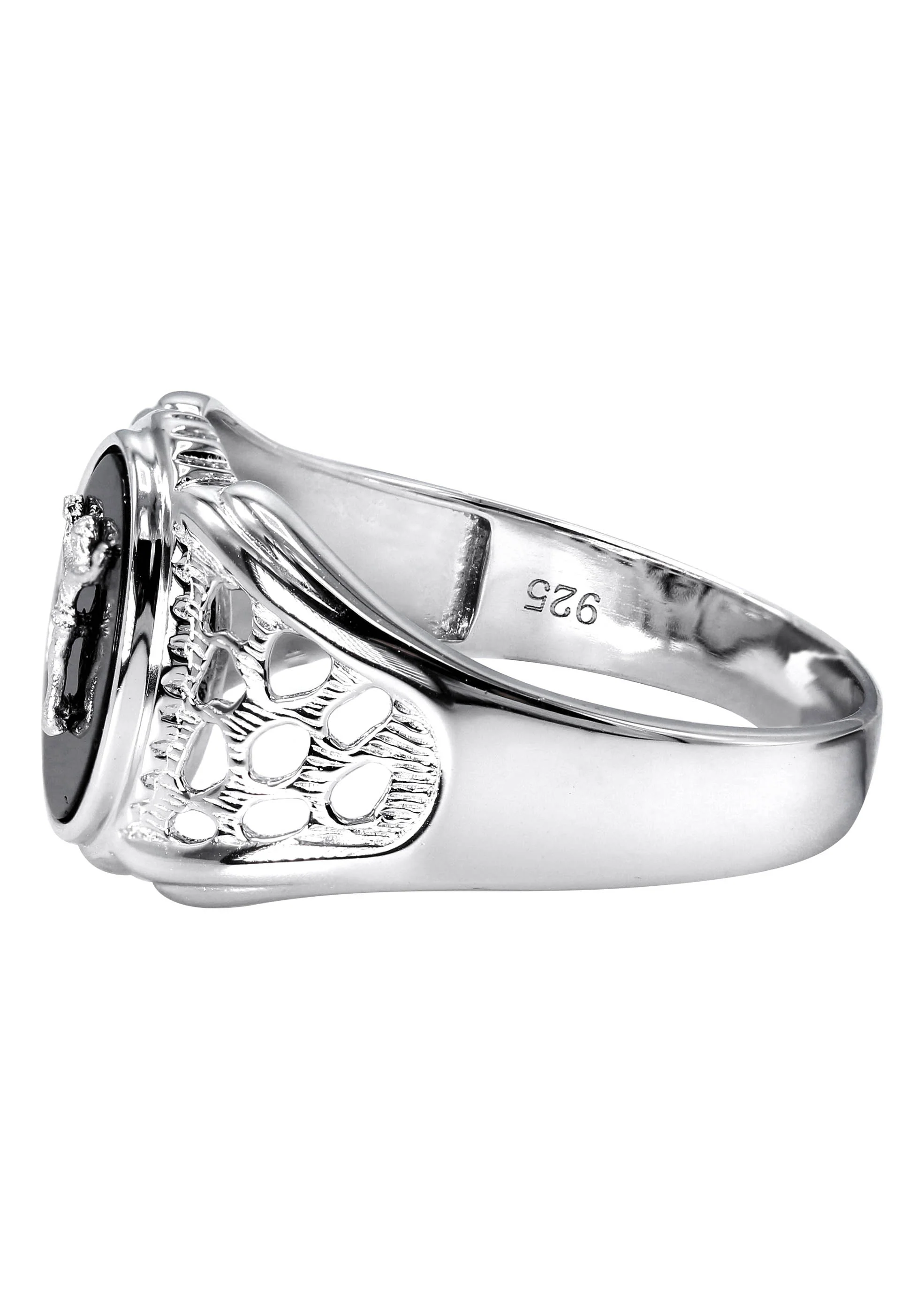 Mens Silver Onyx Liberty Signet Ring | Appx 4 Grams - Image 2