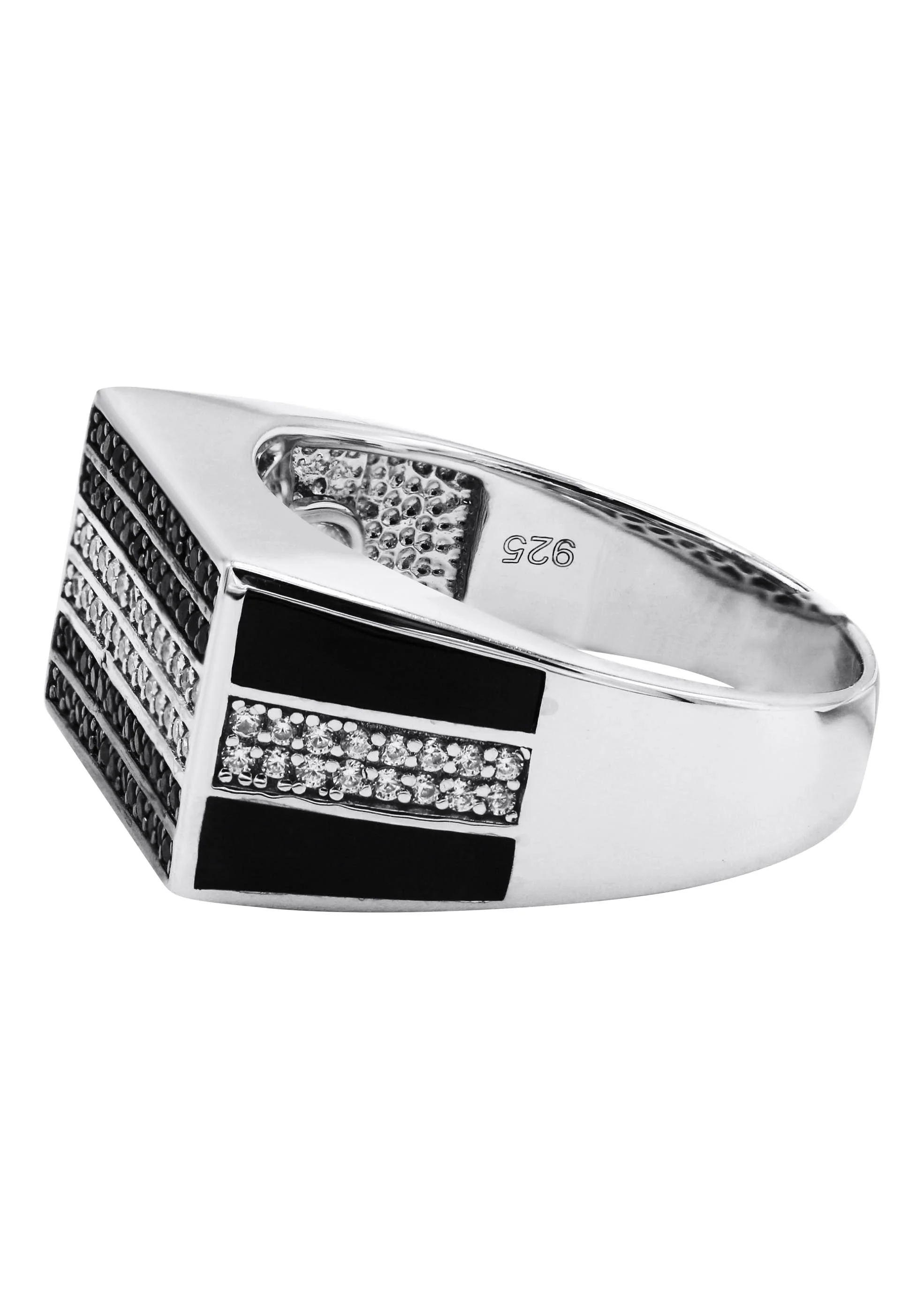 Mens Silver CZ Onyx Ring | Appx 6.6 Grams - Image 2