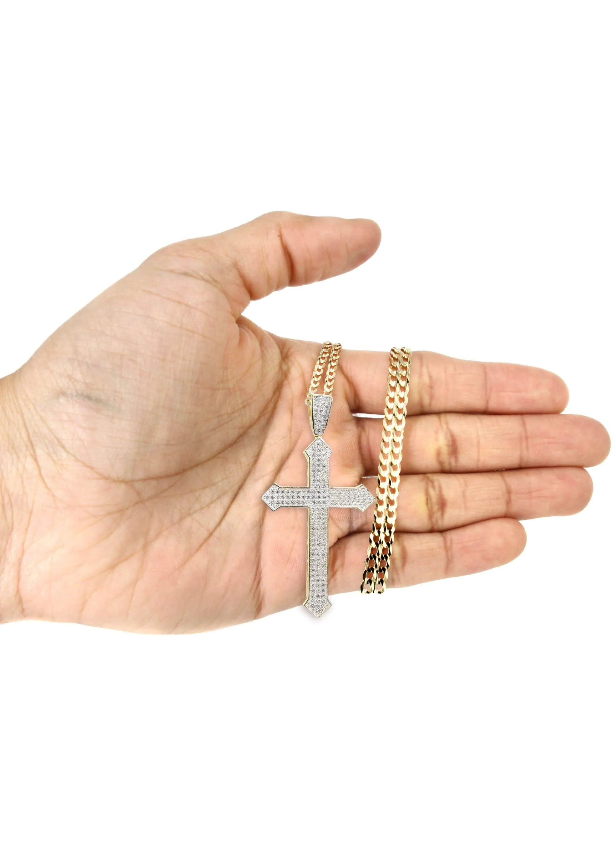 10K Yellow Gold Cross Necklace | Appx. 22.2 Grams - Image 6