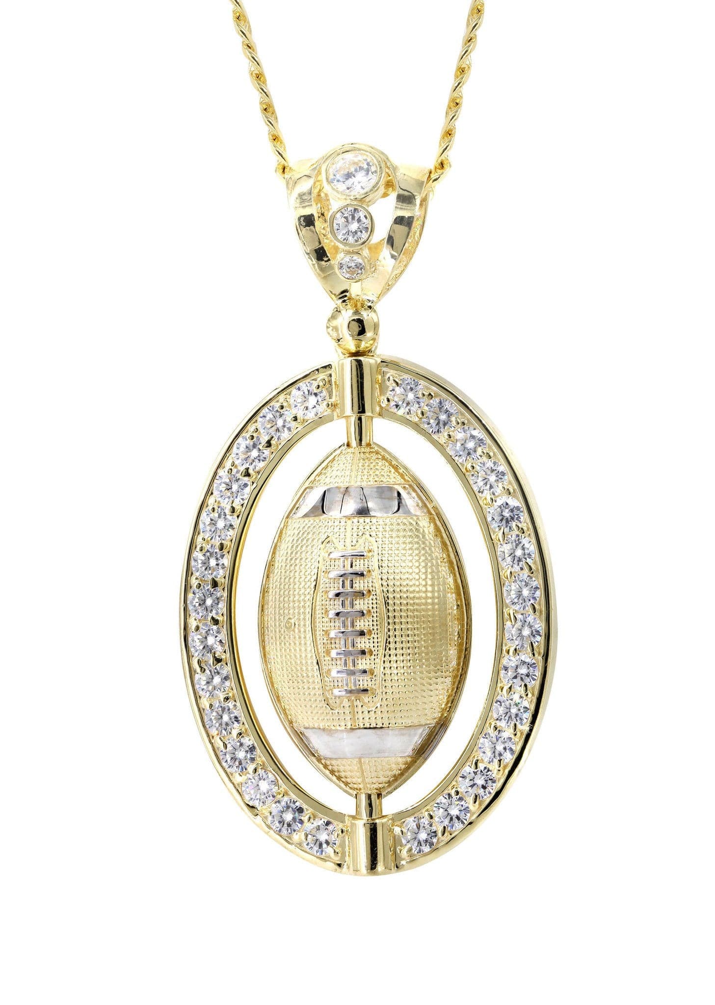 10K Yellow Gold Football Necklace | Appx. 43.1 Grams - Image 2