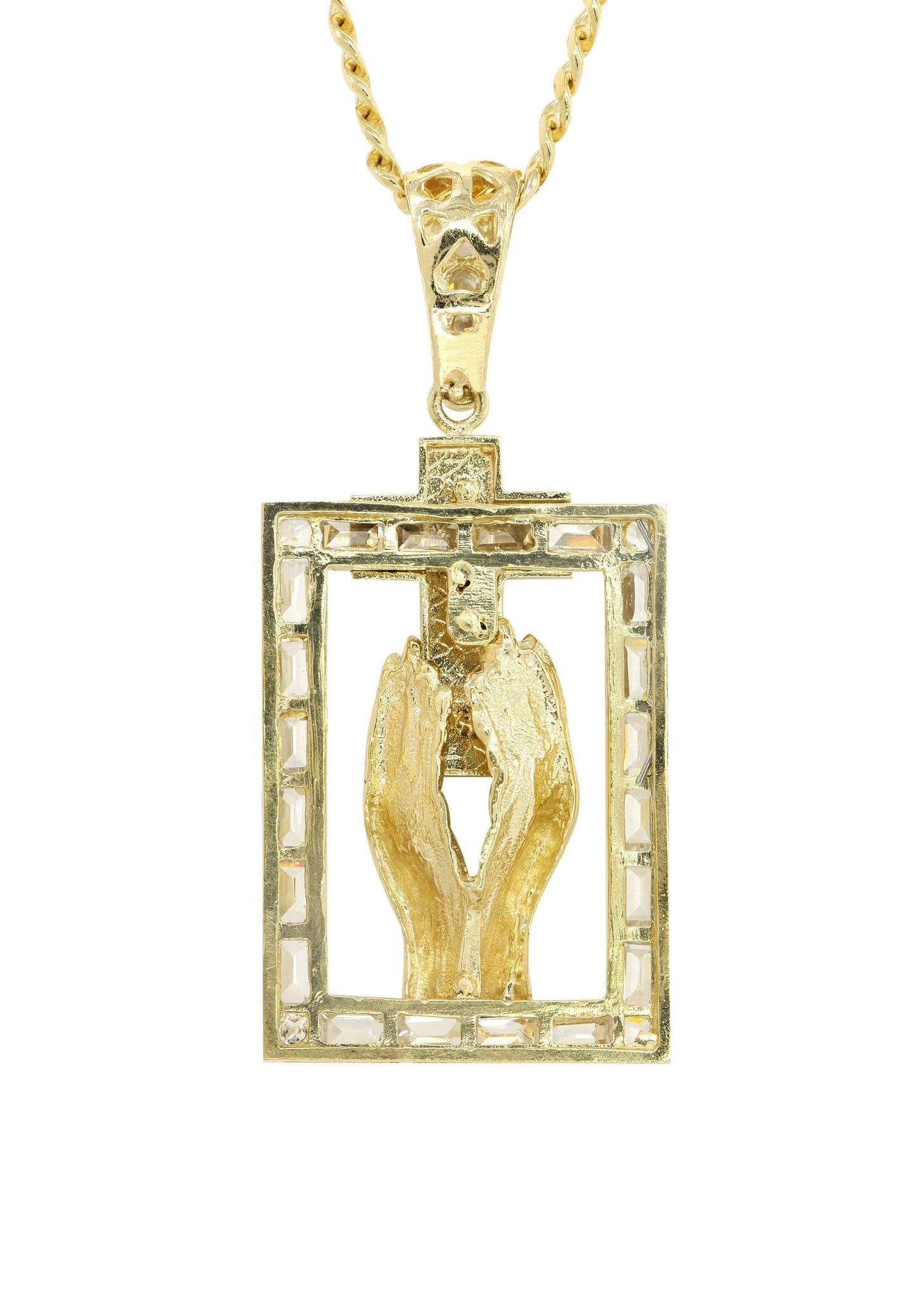 10K Yellow Gold Praying Hands Pendnat | Appx. 33 Grams - Image 3