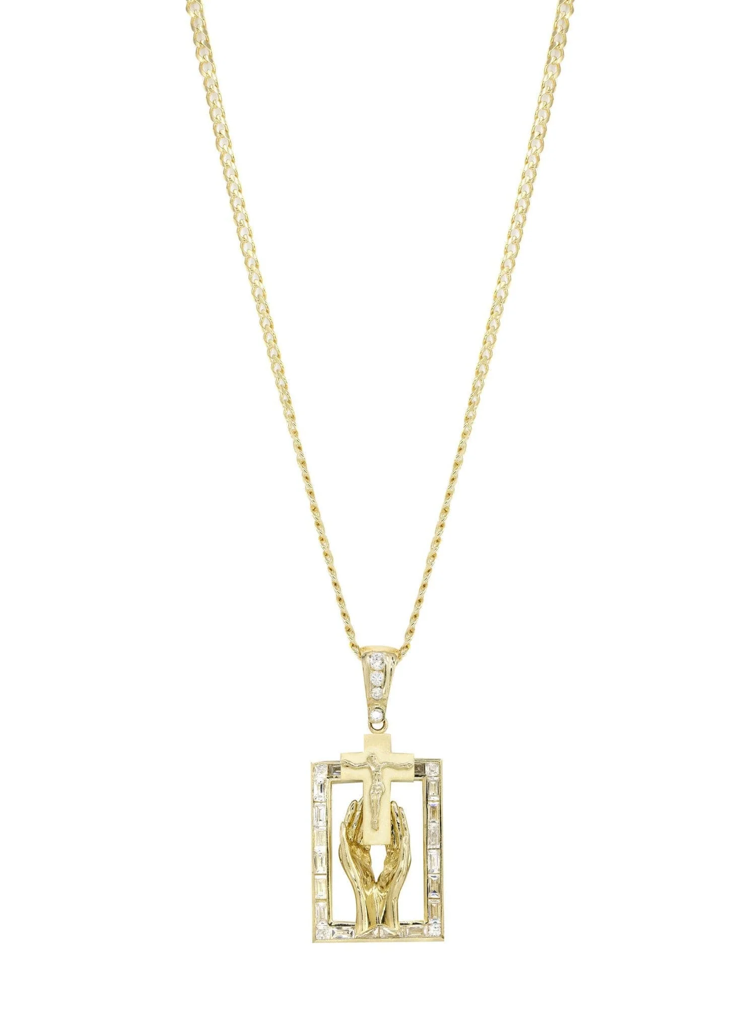10K Yellow Gold Praying Hands Pendnat | Appx. 33 Grams - Image 5