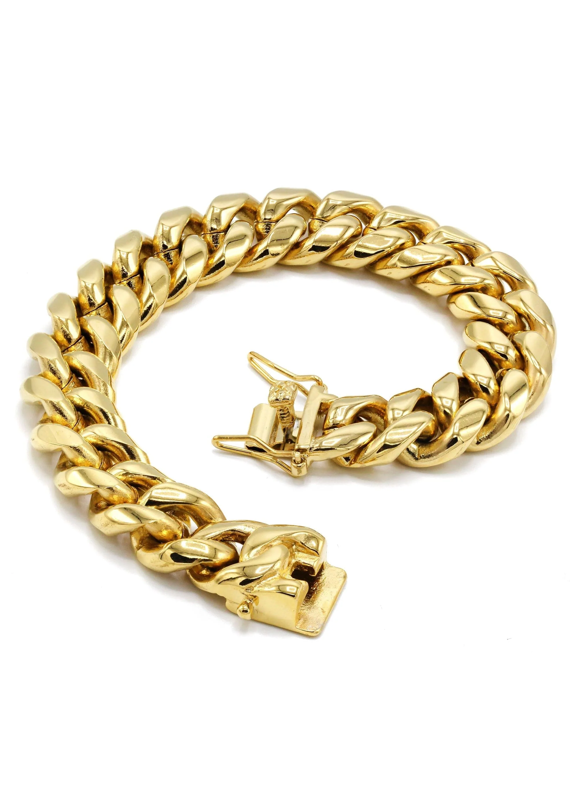 14K Gold Plated Cuban Link Bracelet For Men - Image 3