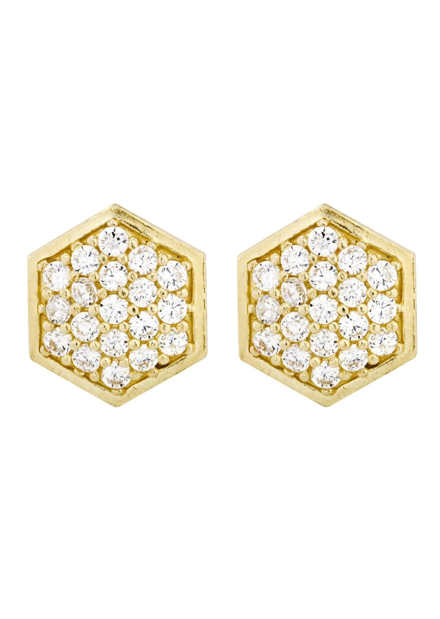 Cz 10K Yellow Gold Studs | Appx. Diameter 0.5 Inches
