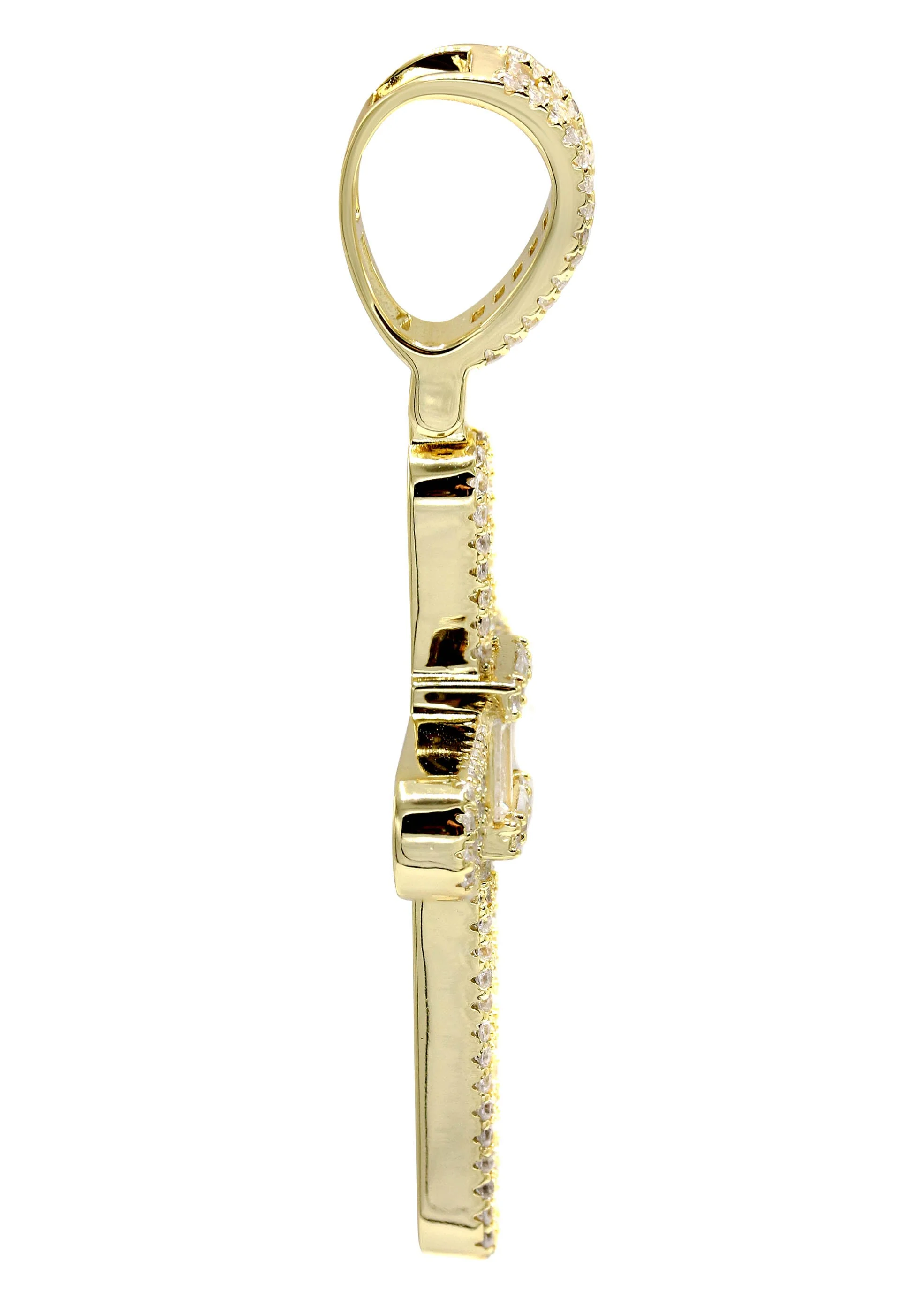 Silver Pendant - Gold Cross Baguette Pendant | Appx 11 Grams - Image 3