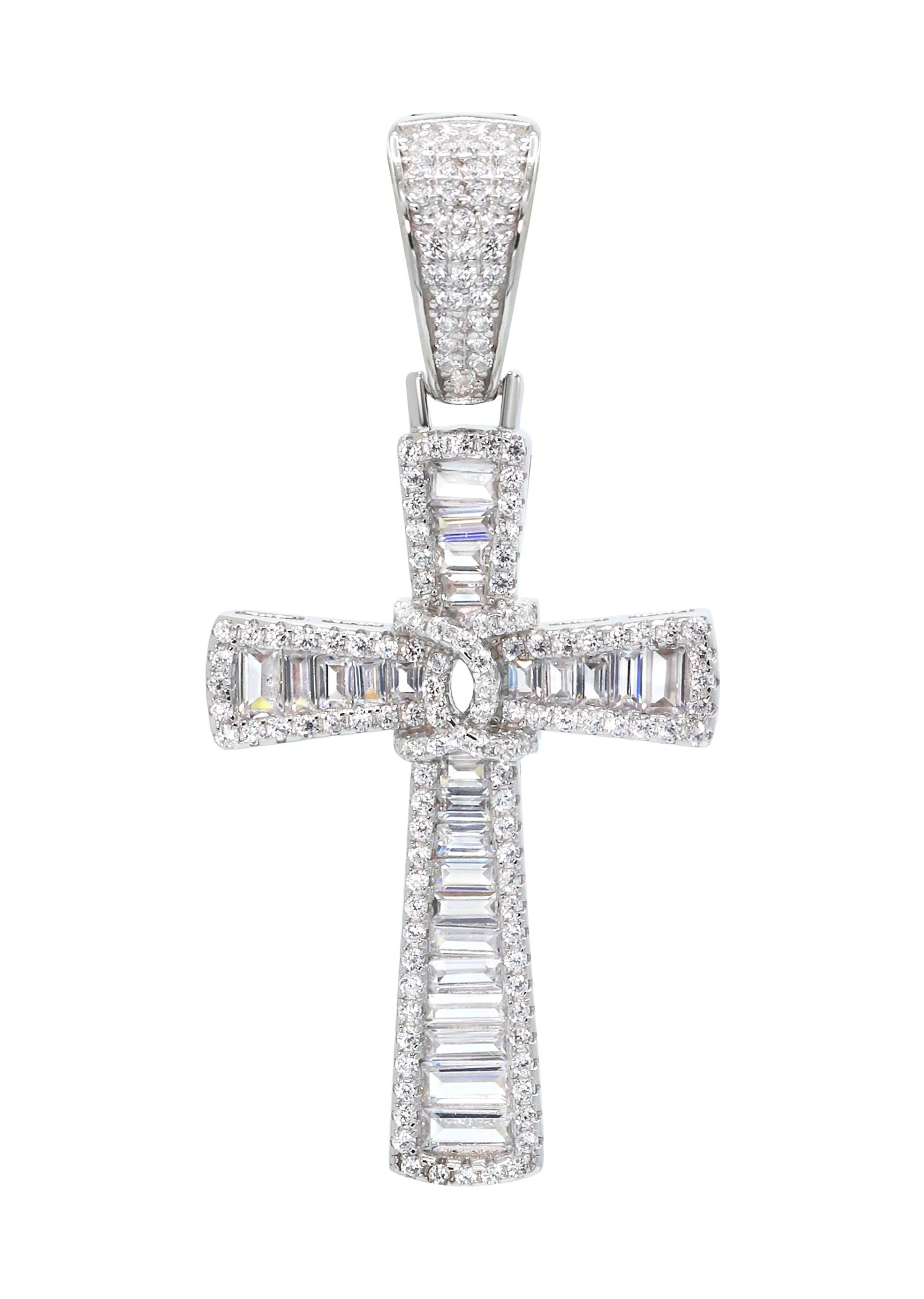 Silver Pendant - Silver Cross Baguette Pendant | Appx 6.7 Grams