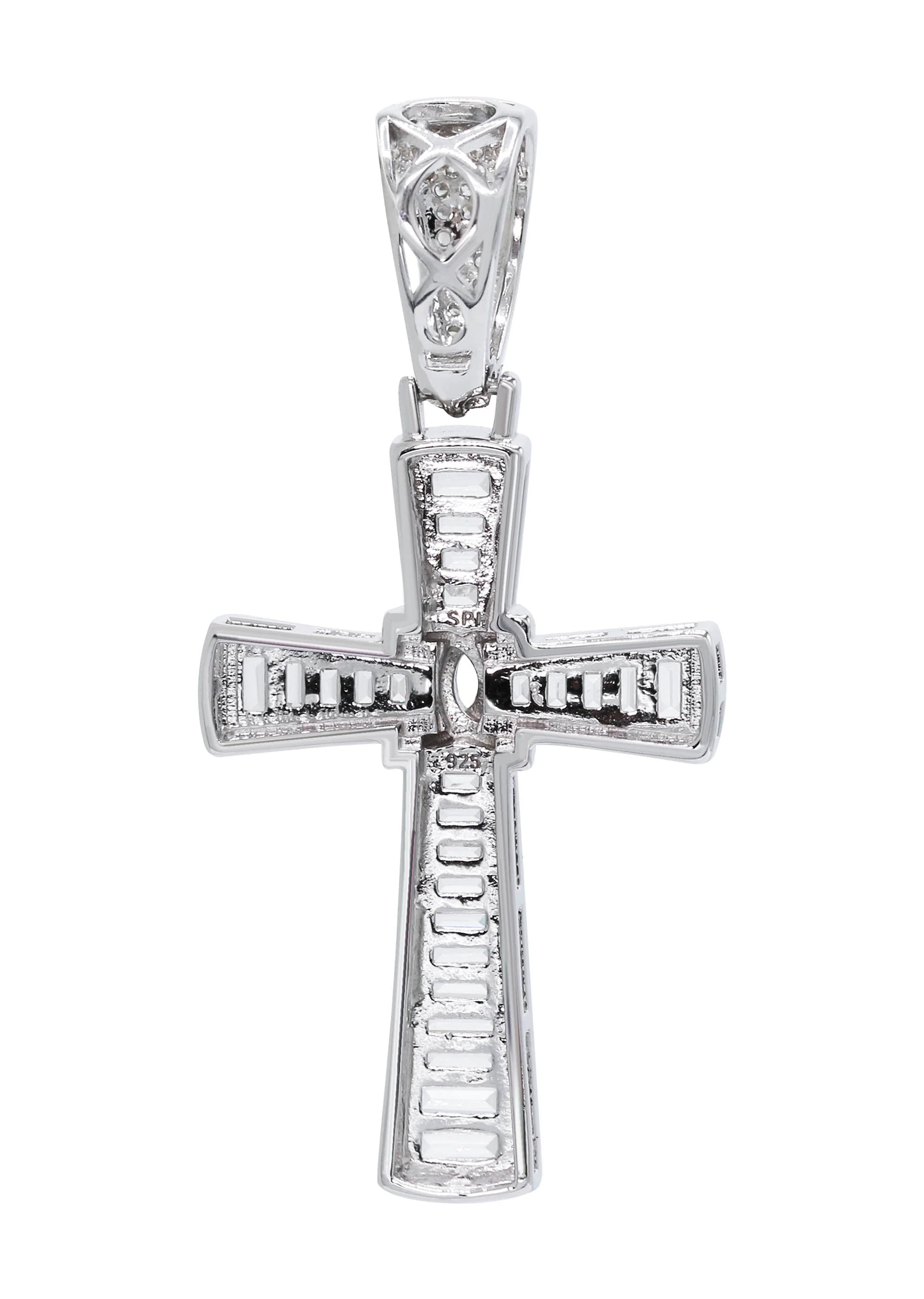 Silver Pendant - Silver Cross Baguette Pendant | Appx 6.7 Grams - Image 3