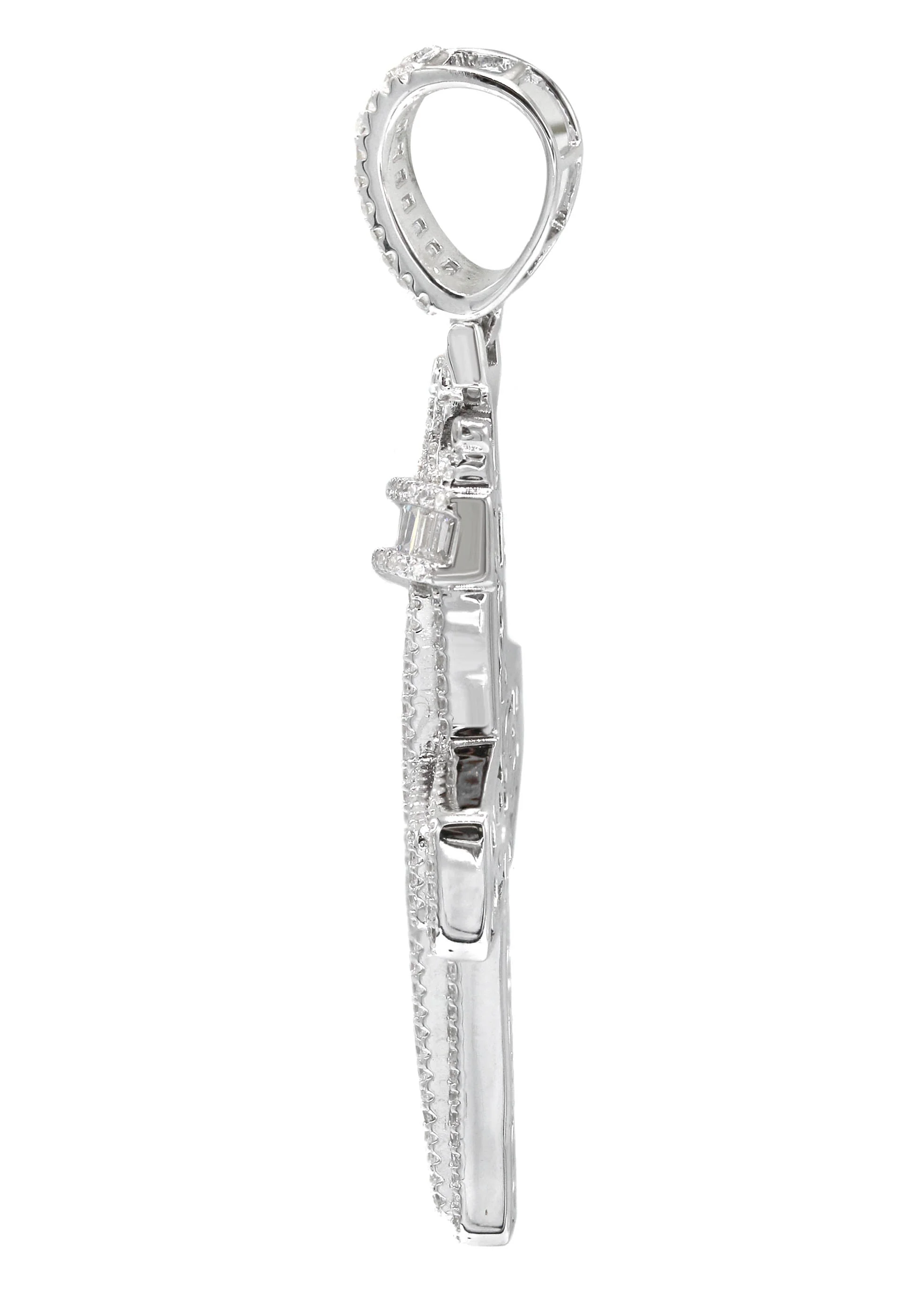 Silver Pendant - Silver Crown Cross Baguette Pendant | Appx 9.4 Grams - Image 2