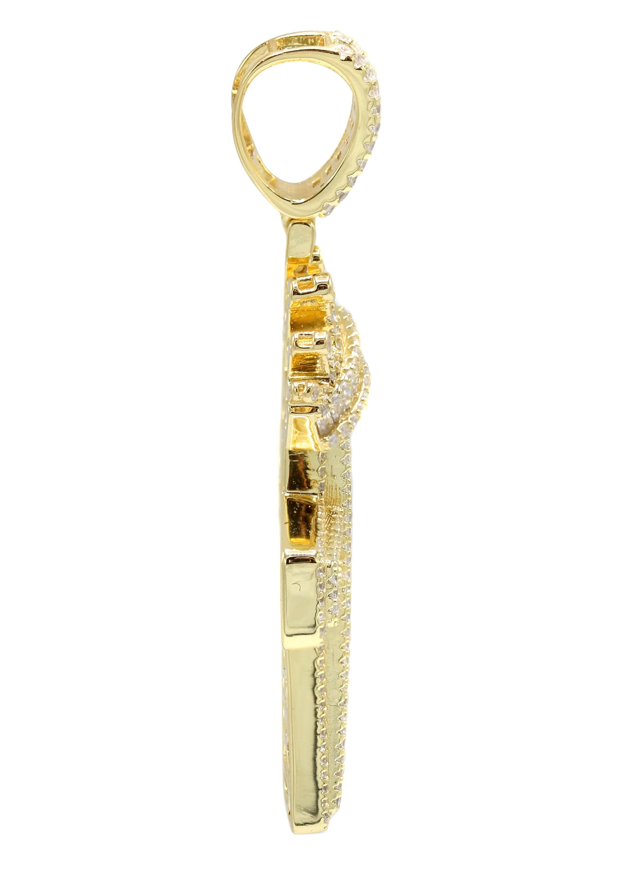 Silver Pendant - Gold Crown Cross Baguette Pendant | Appx 9.5 Grams - Image 3