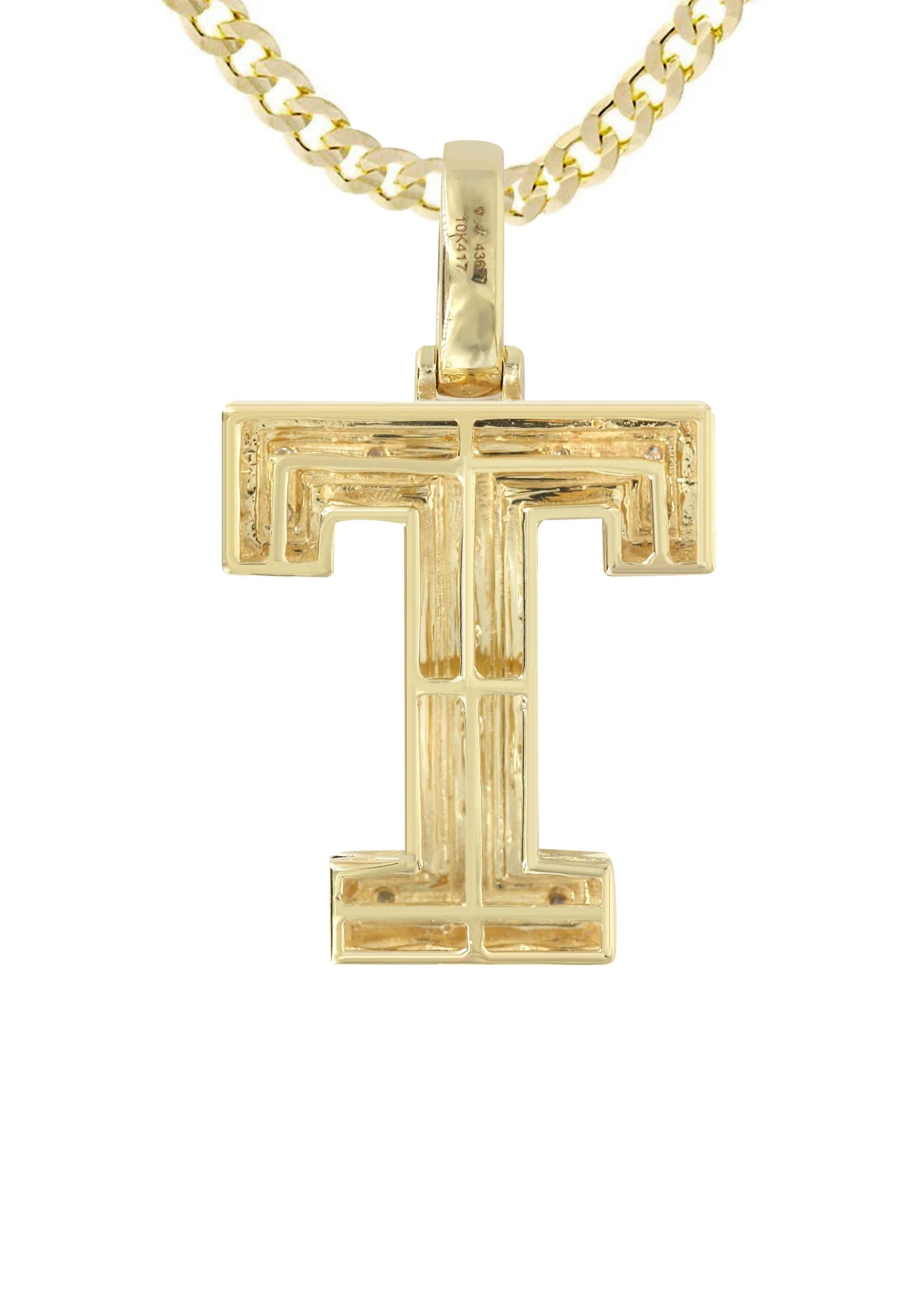 Diamond 10K Yellow Gold Letter "T" Necklace | Appx. 13.5 Grams - Image 3