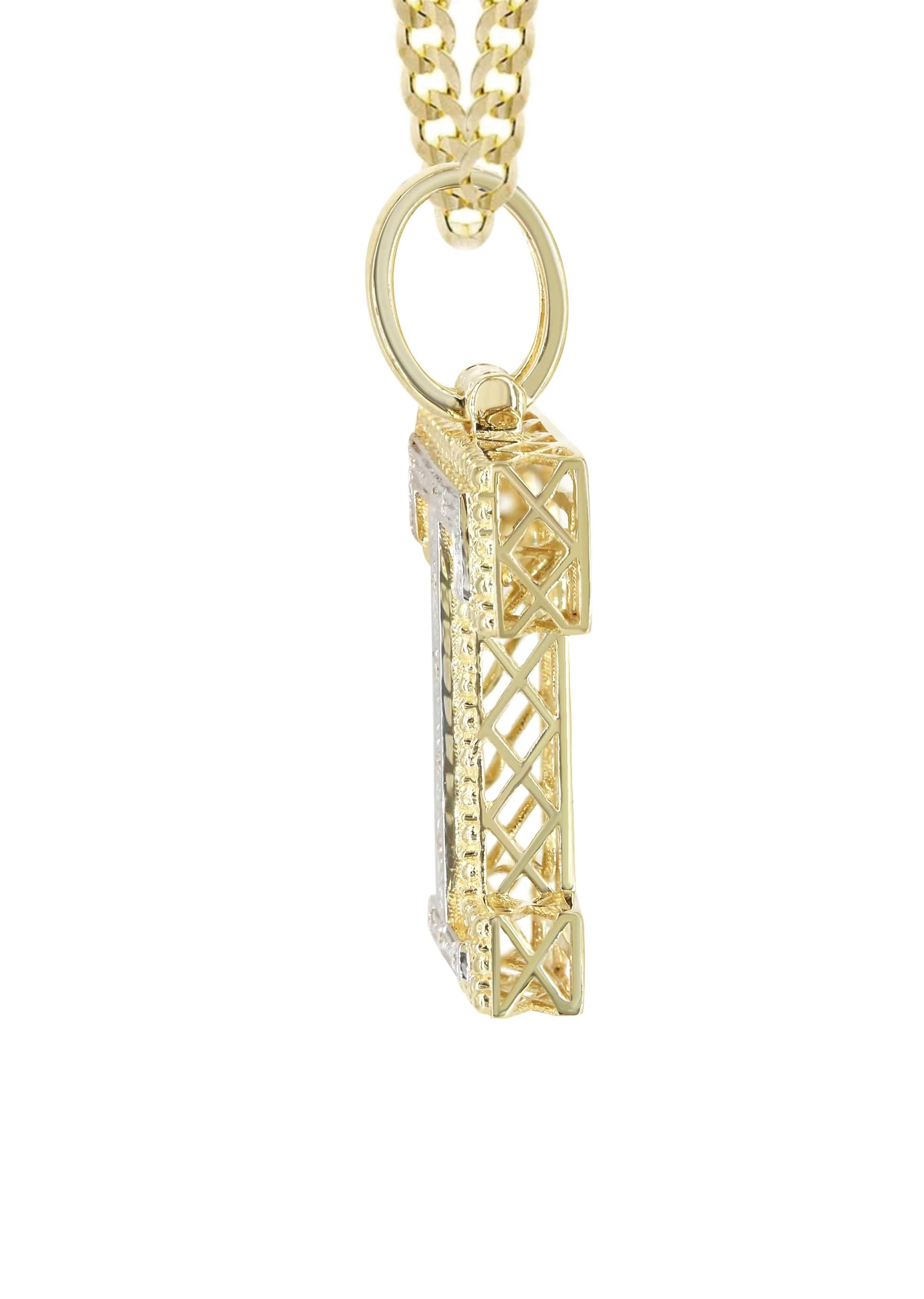Diamond 10K Yellow Gold Letter "T" Necklace | Appx. 13.5 Grams - Image 4