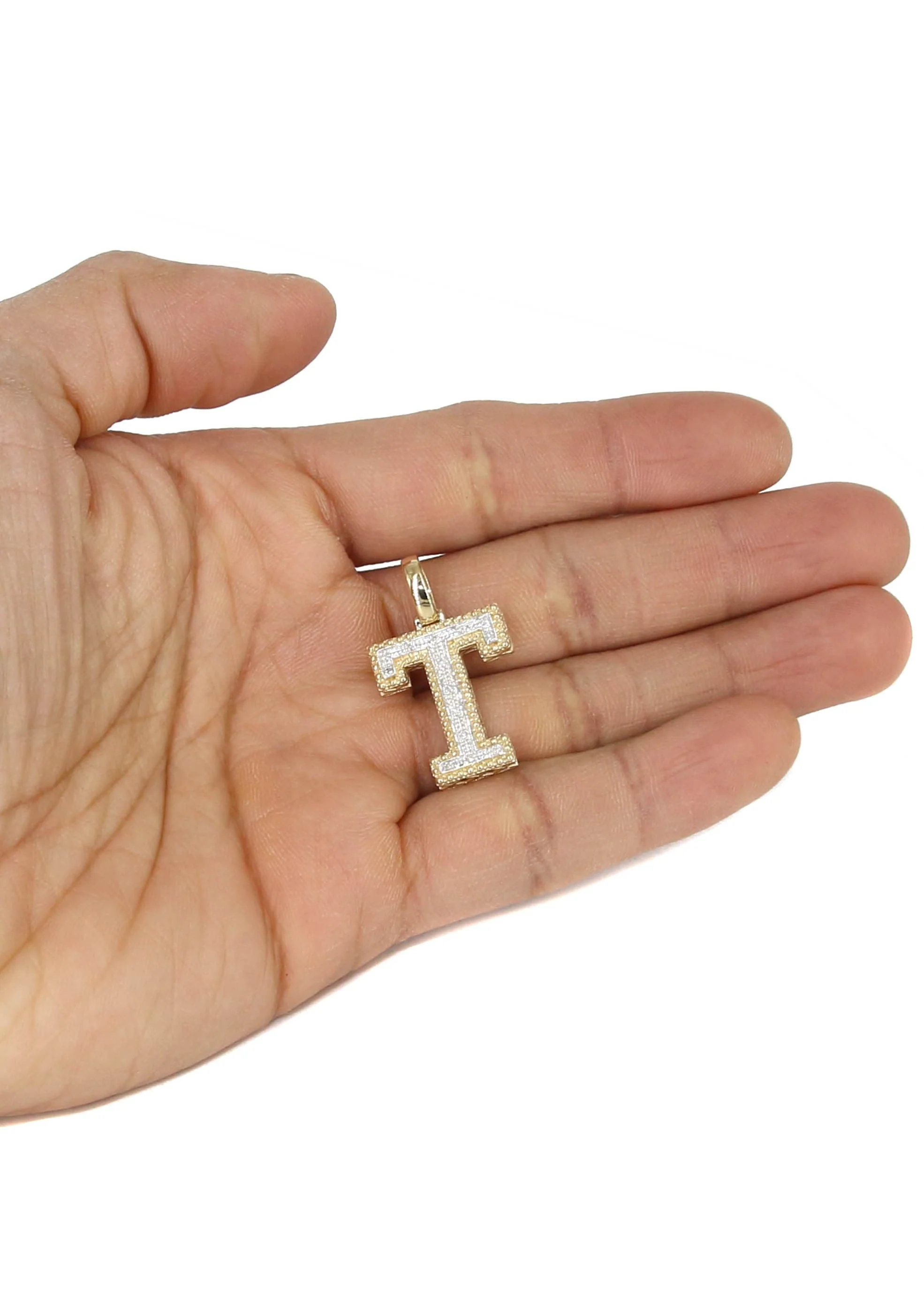 Diamond 10K Yellow Gold Letter "T" Necklace | Appx. 13.5 Grams - Image 5