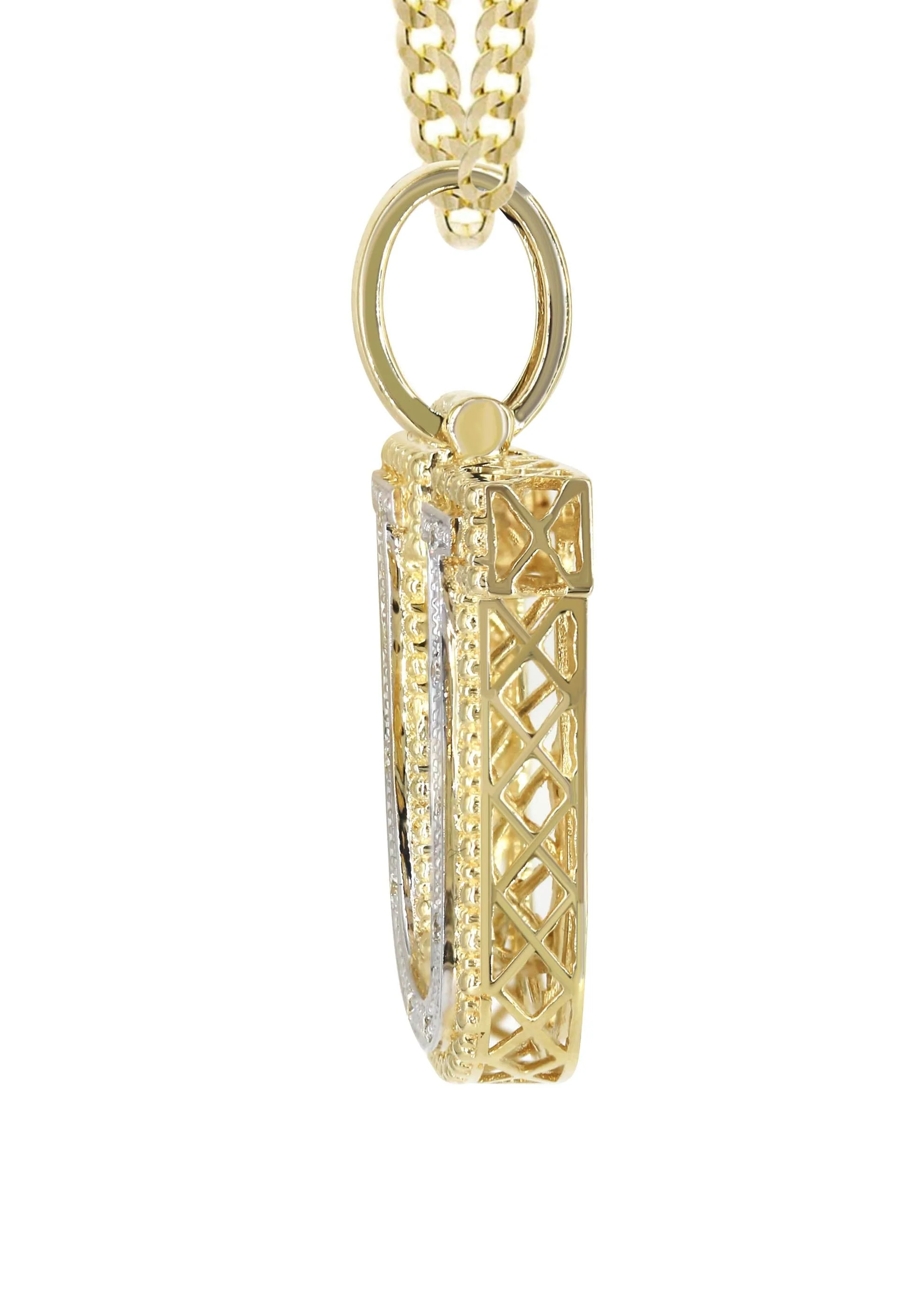Diamond 10K Yellow Gold Letter "U" Necklace | Appx. 14.3 Grams - Image 4