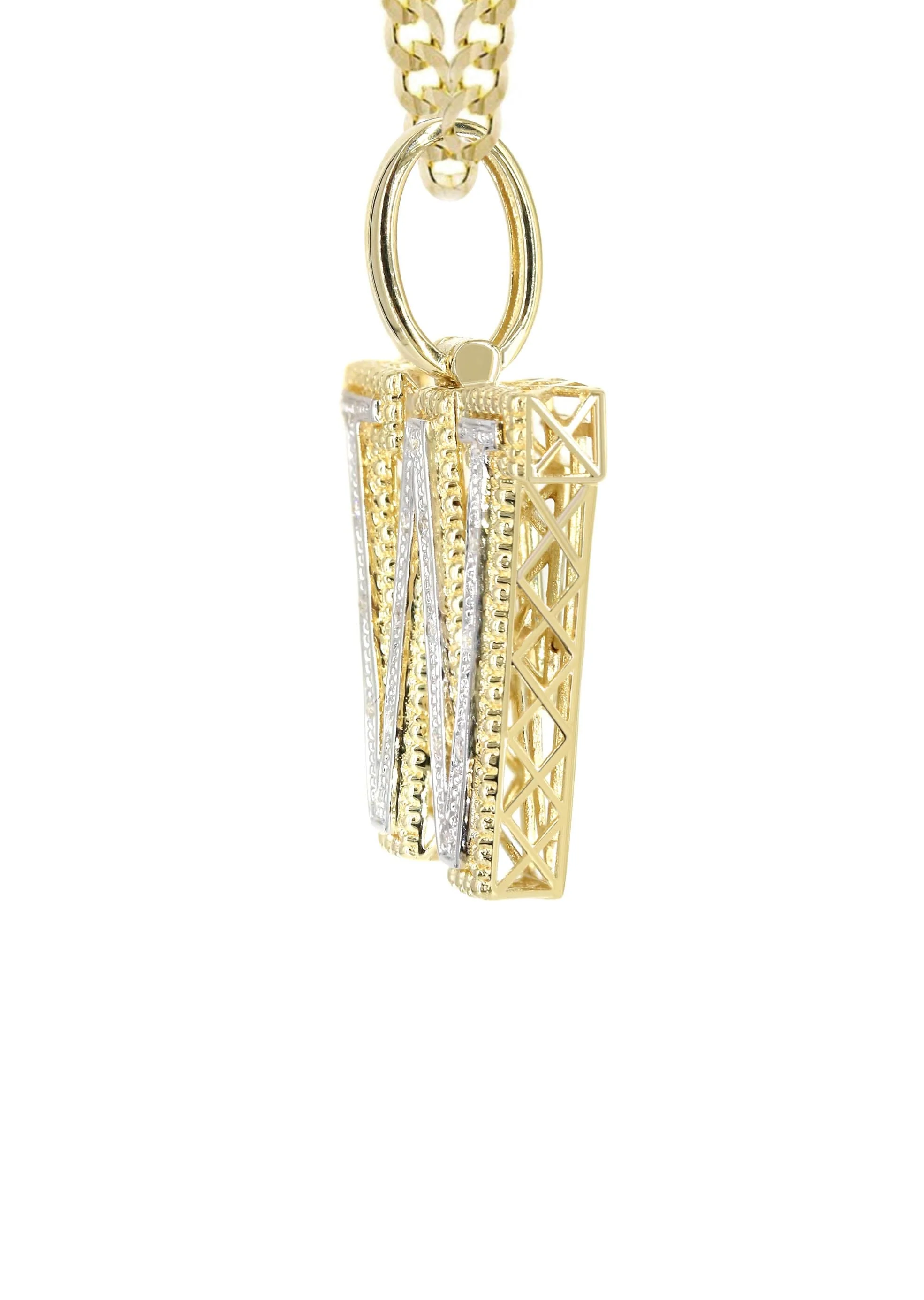 Diamond 10K Yellow Gold Letter "W" Necklace | Appx. 16 Grams - Image 4