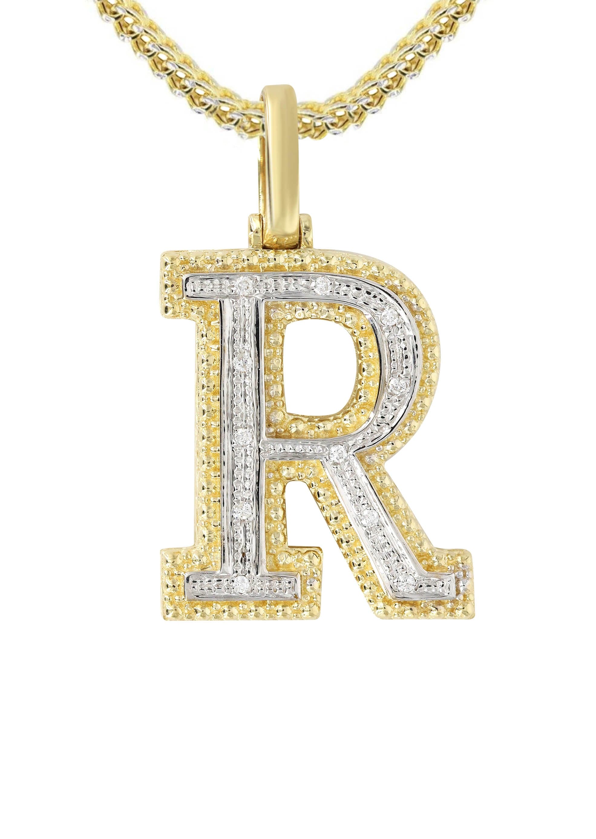 Diamond 10K Yellow Gold Letter "R" Necklace | Appx. 14.3 Grams - Image 2
