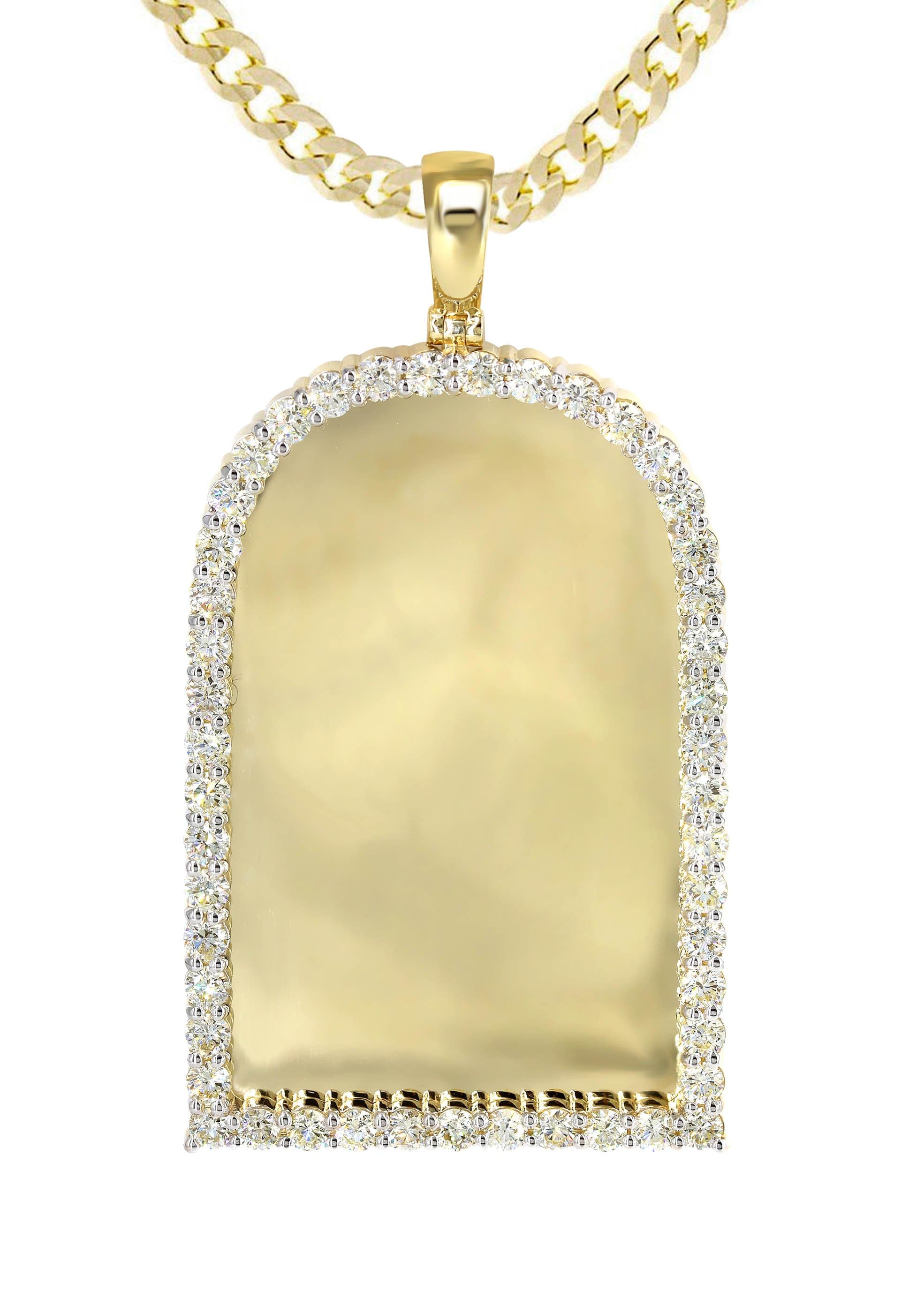Diamond 10K Yellow Gold Large Headstone Picture Pendant Necklace | 4.63 Carats | Appx. 29 Grams - Image 2