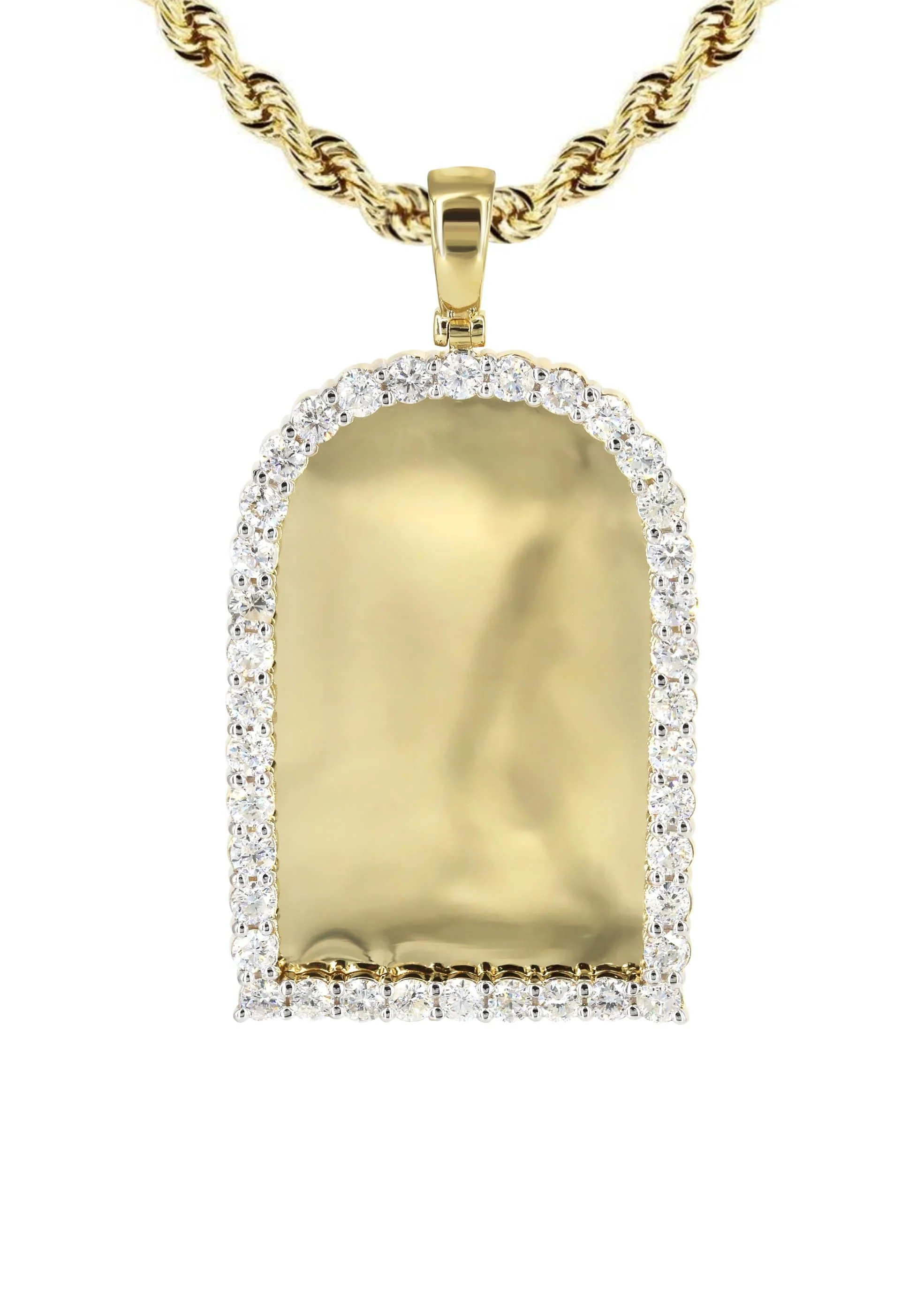 Diamond 10K Yellow Gold Medium Headstone Picture Pendant Necklace | 3.85 Carats | Appx. 24 Grams - Image 2
