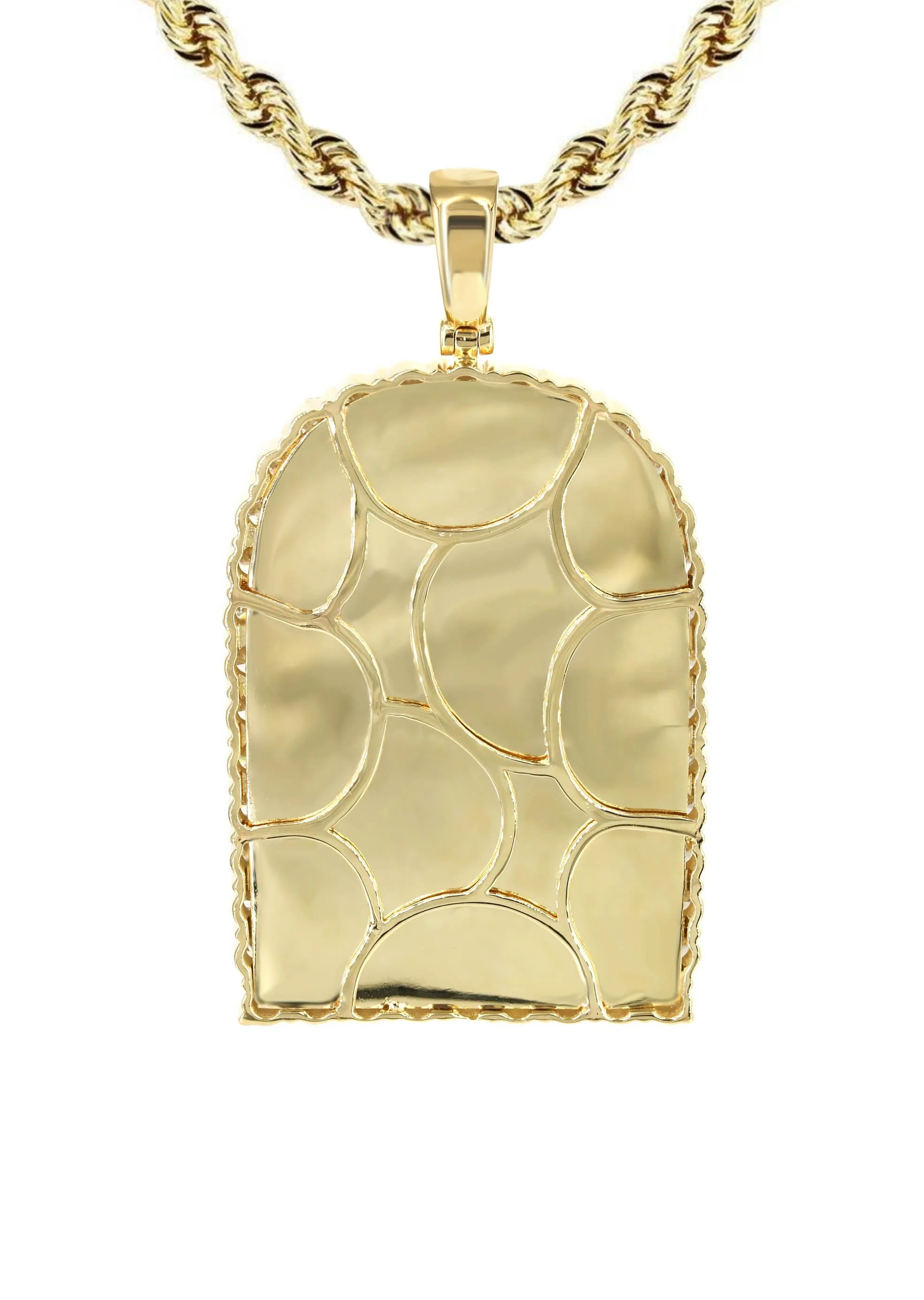 Diamond 10K Yellow Gold Medium Headstone Picture Pendant Necklace | 3.85 Carats | Appx. 24 Grams - Image 3