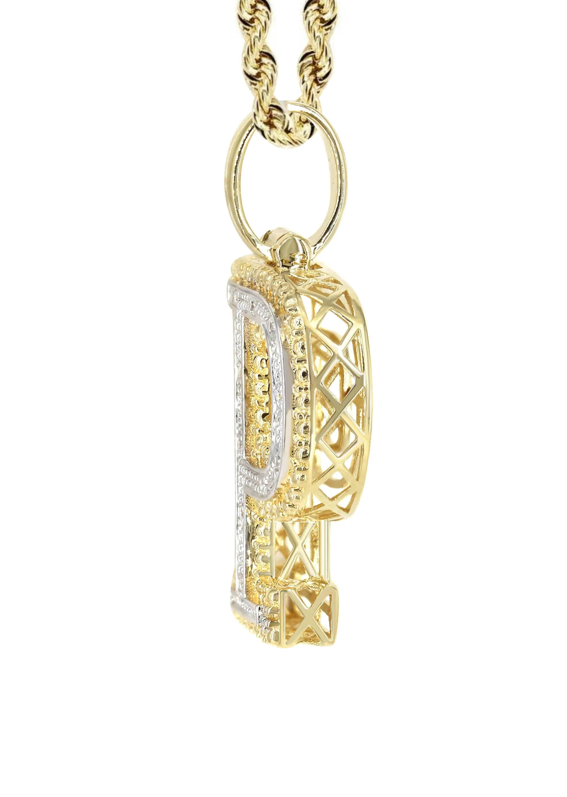 Diamond 10K Yellow Gold Letter "P" Necklace | Appx. 13.5 Grams - Image 4