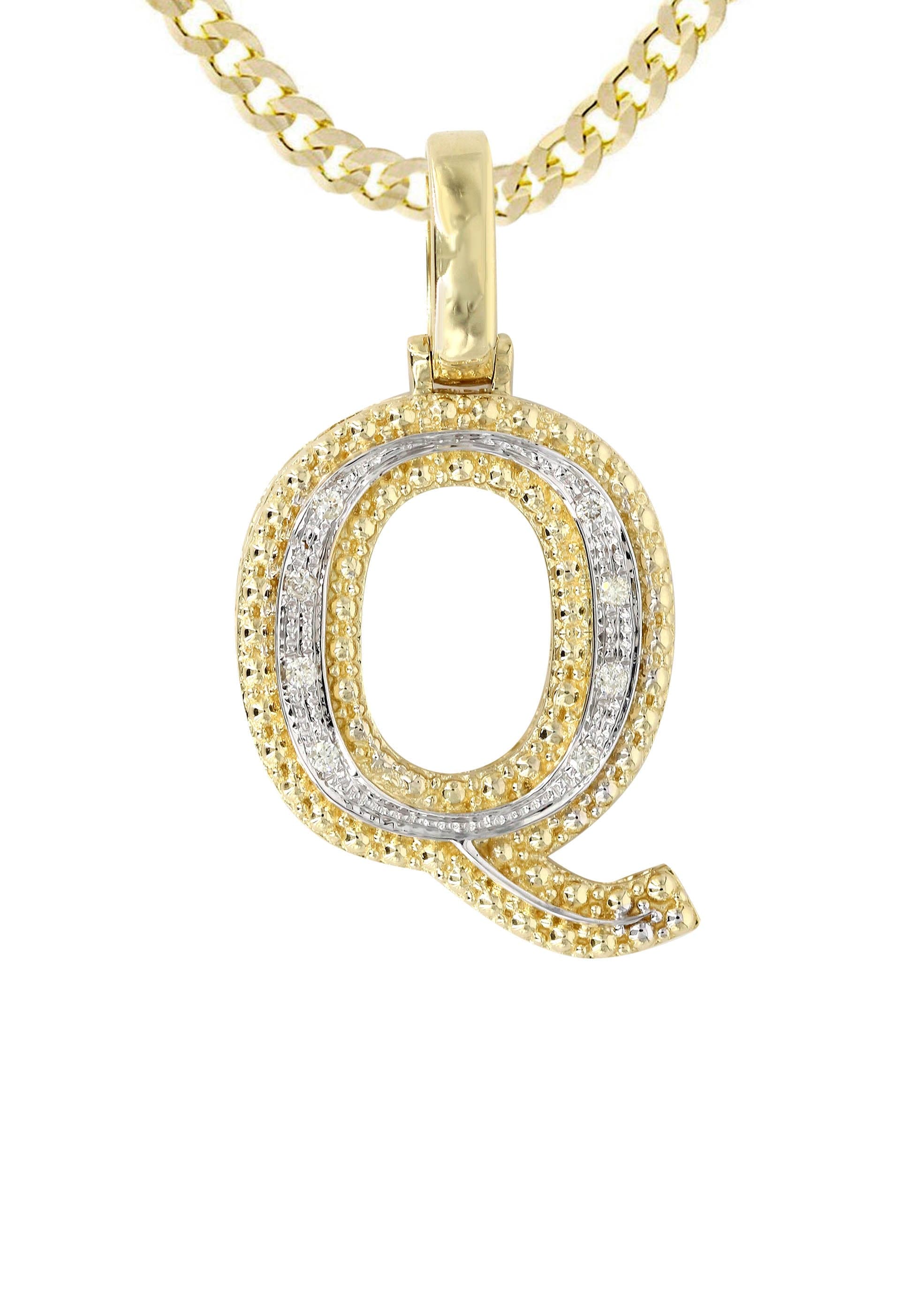 Diamond 10K Yellow Gold Letter "Q" Necklace | Appx. 13.5 Grams - Image 2