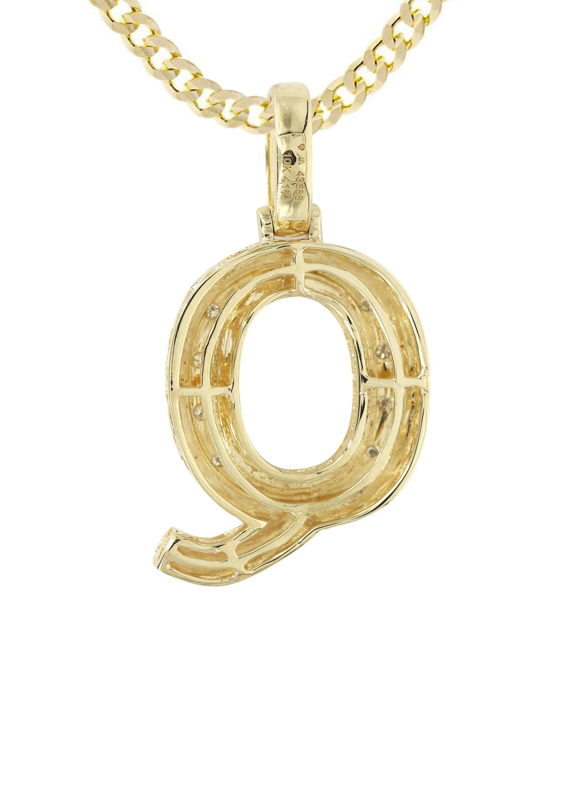Diamond 10K Yellow Gold Letter "Q" Necklace | Appx. 13.5 Grams - Image 3
