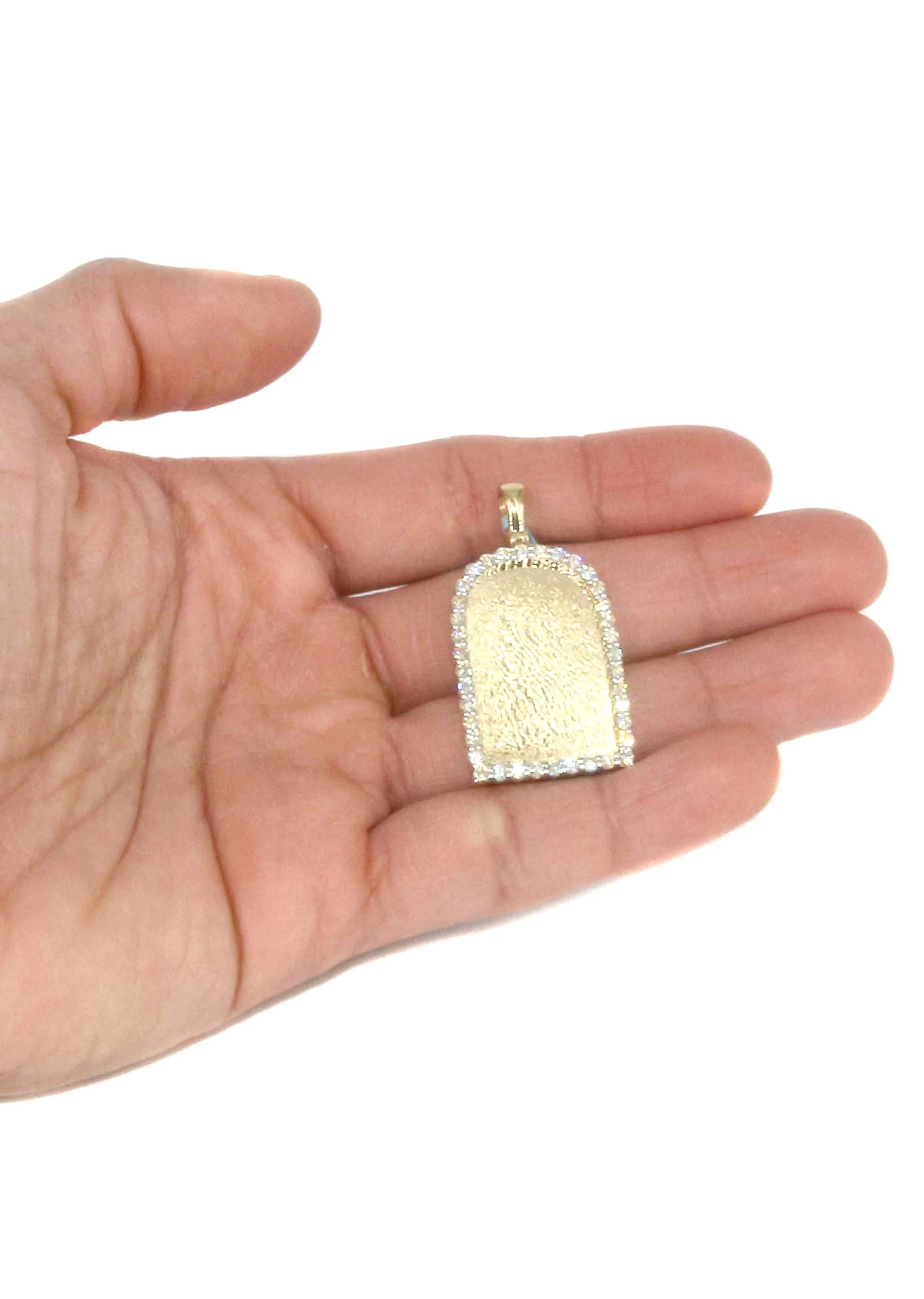 Diamond 10K Yellow Gold Small Headstone Picture Pendant Necklace | 1.88 Carats | Appx. 17 Grams - Image 5