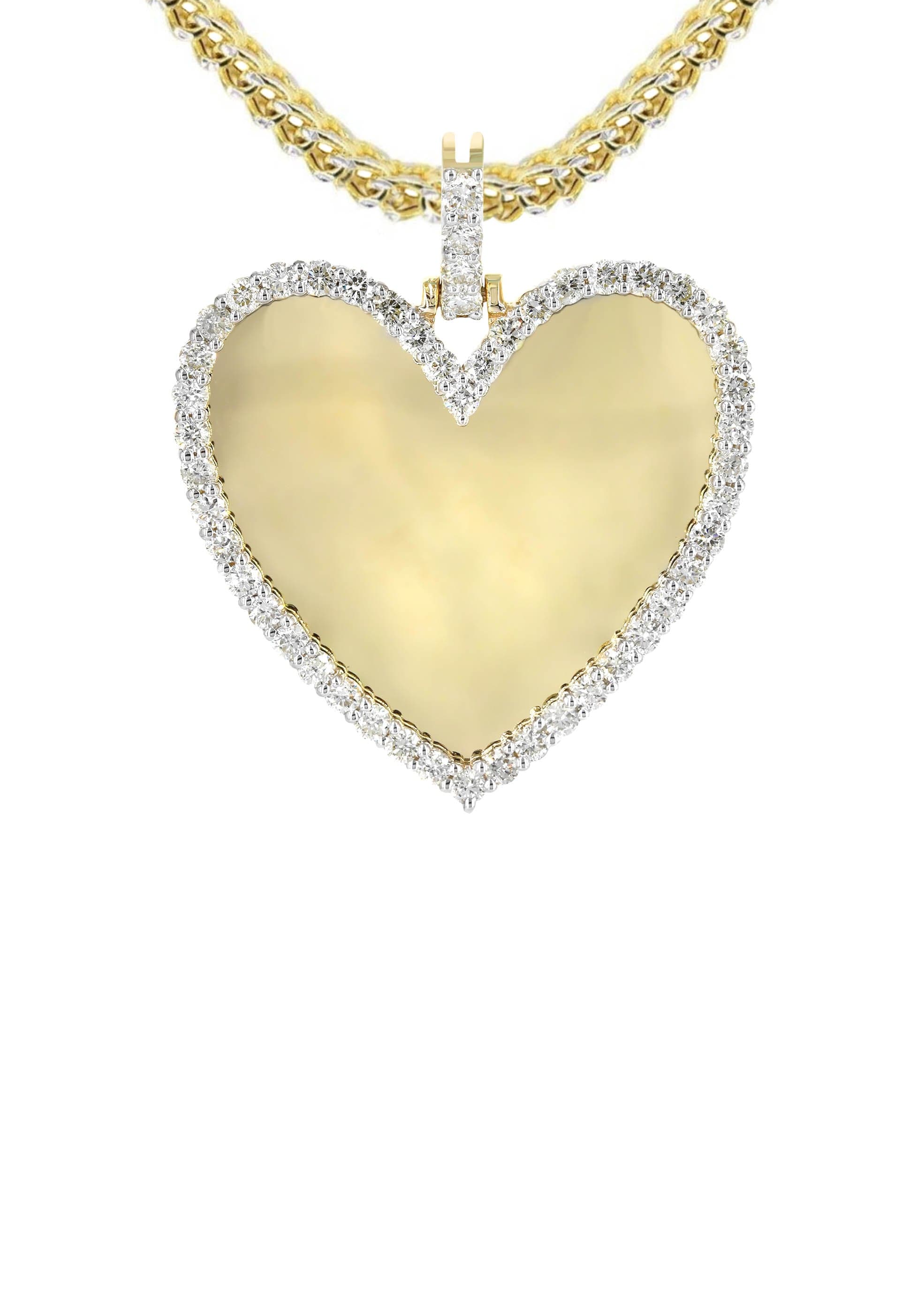 Diamond 10K Yellow Gold Small Heart Picture Pendant Necklace | 1.37 Carats | Appx. 15 Grams - Image 2