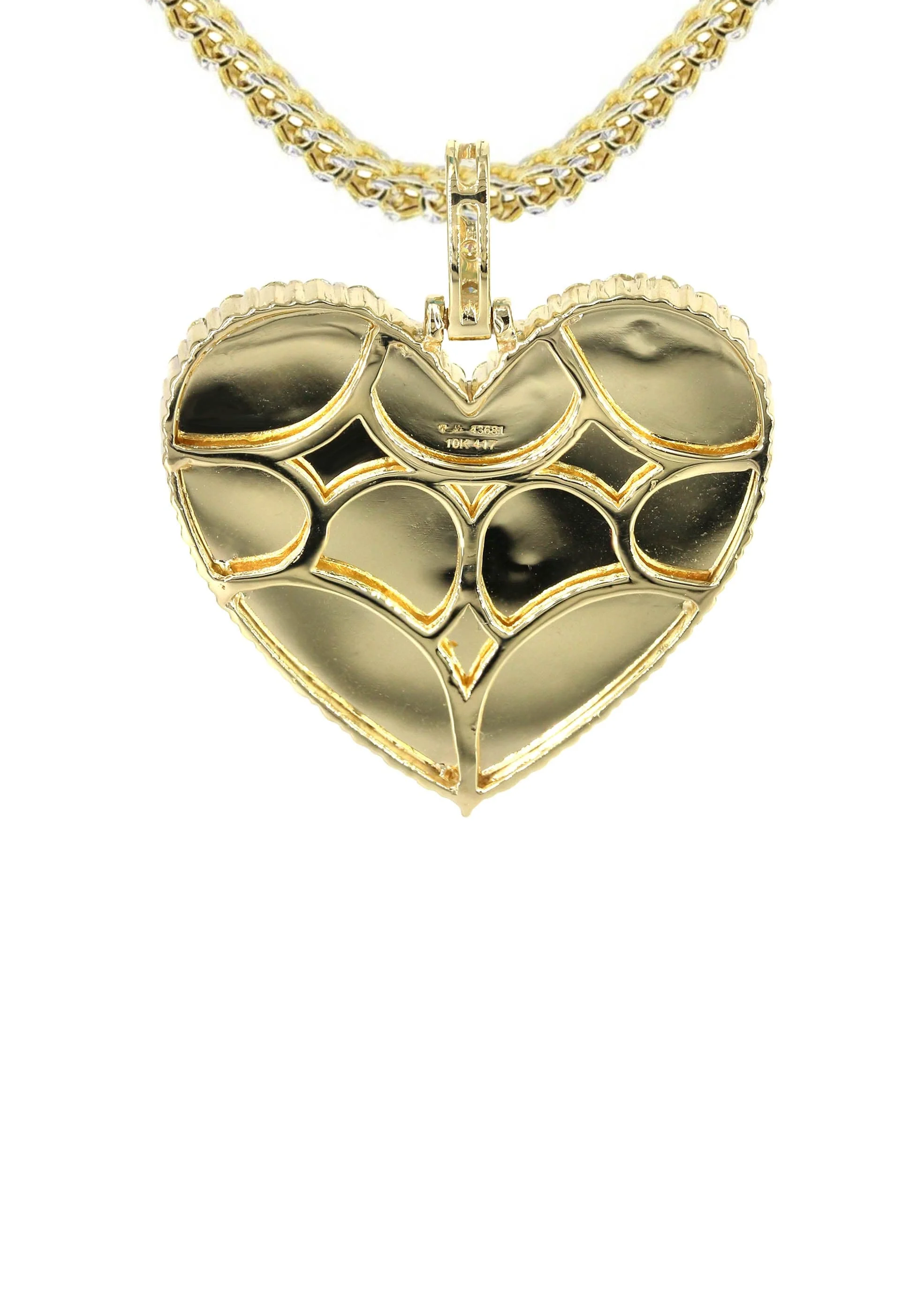 Diamond 10K Yellow Gold Small Heart Picture Pendant Necklace | 1.37 Carats | Appx. 15 Grams - Image 3