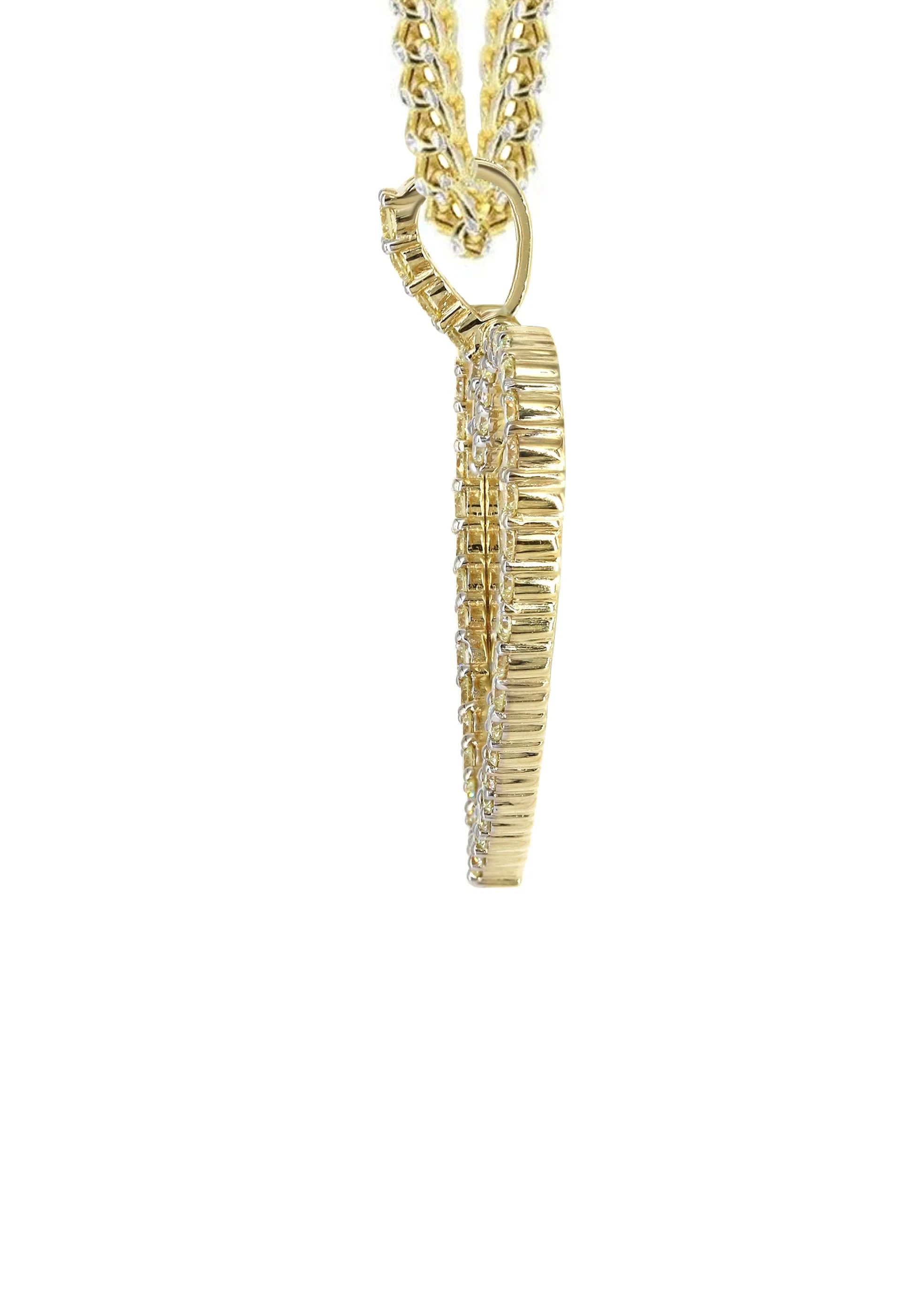 Diamond 10K Yellow Gold Small Heart Picture Pendant Necklace | 1.37 Carats | Appx. 15 Grams - Image 4