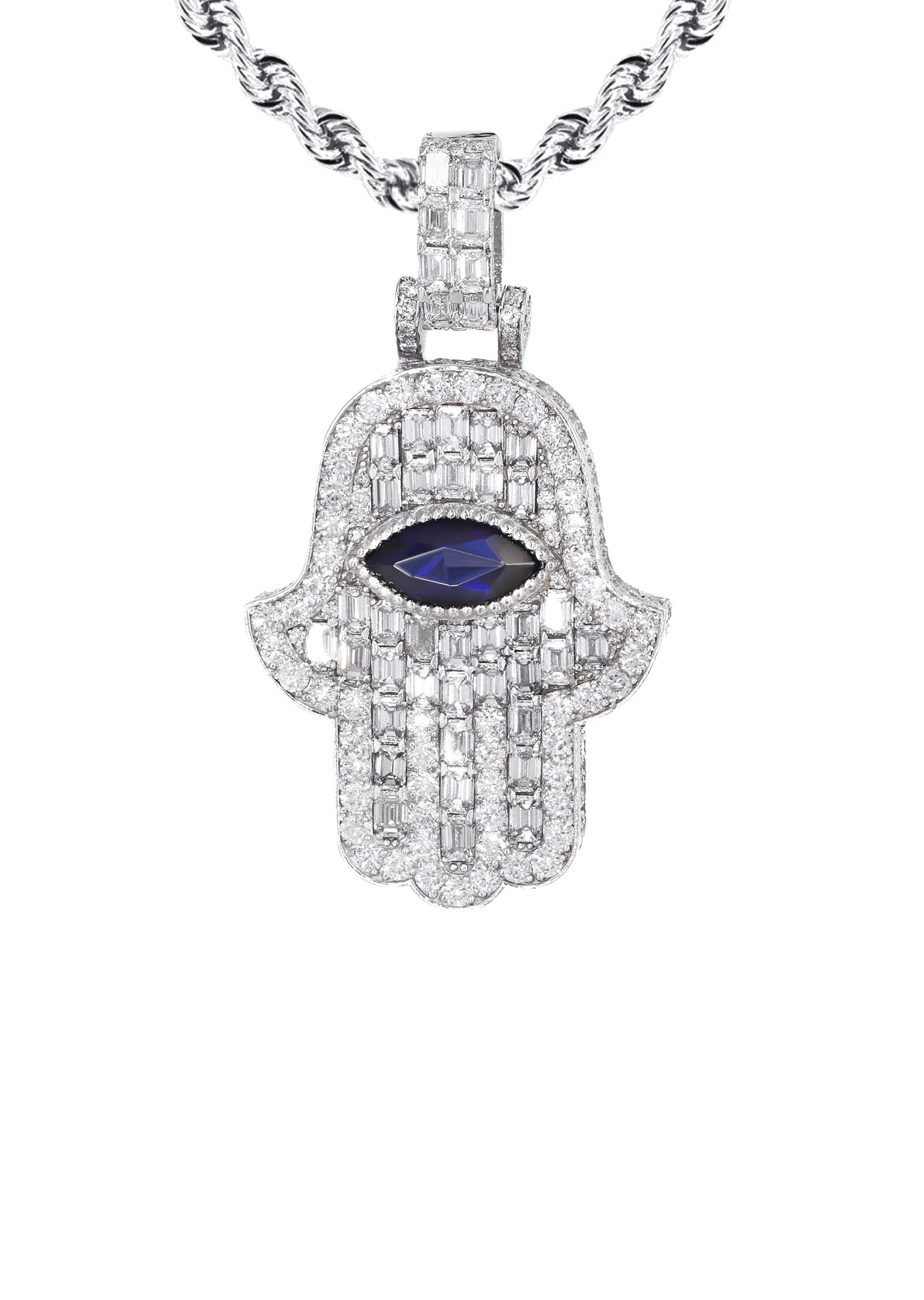 Diamond 14K White Gold Hamsa Diamond Necklace | 8.47 Carats - Image 2