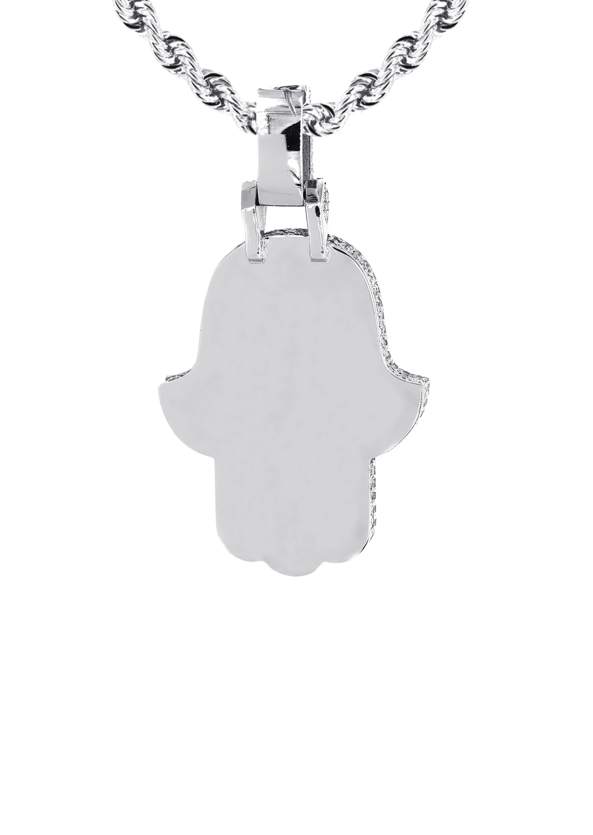 Diamond 14K White Gold Hamsa Diamond Necklace | 8.47 Carats - Image 3