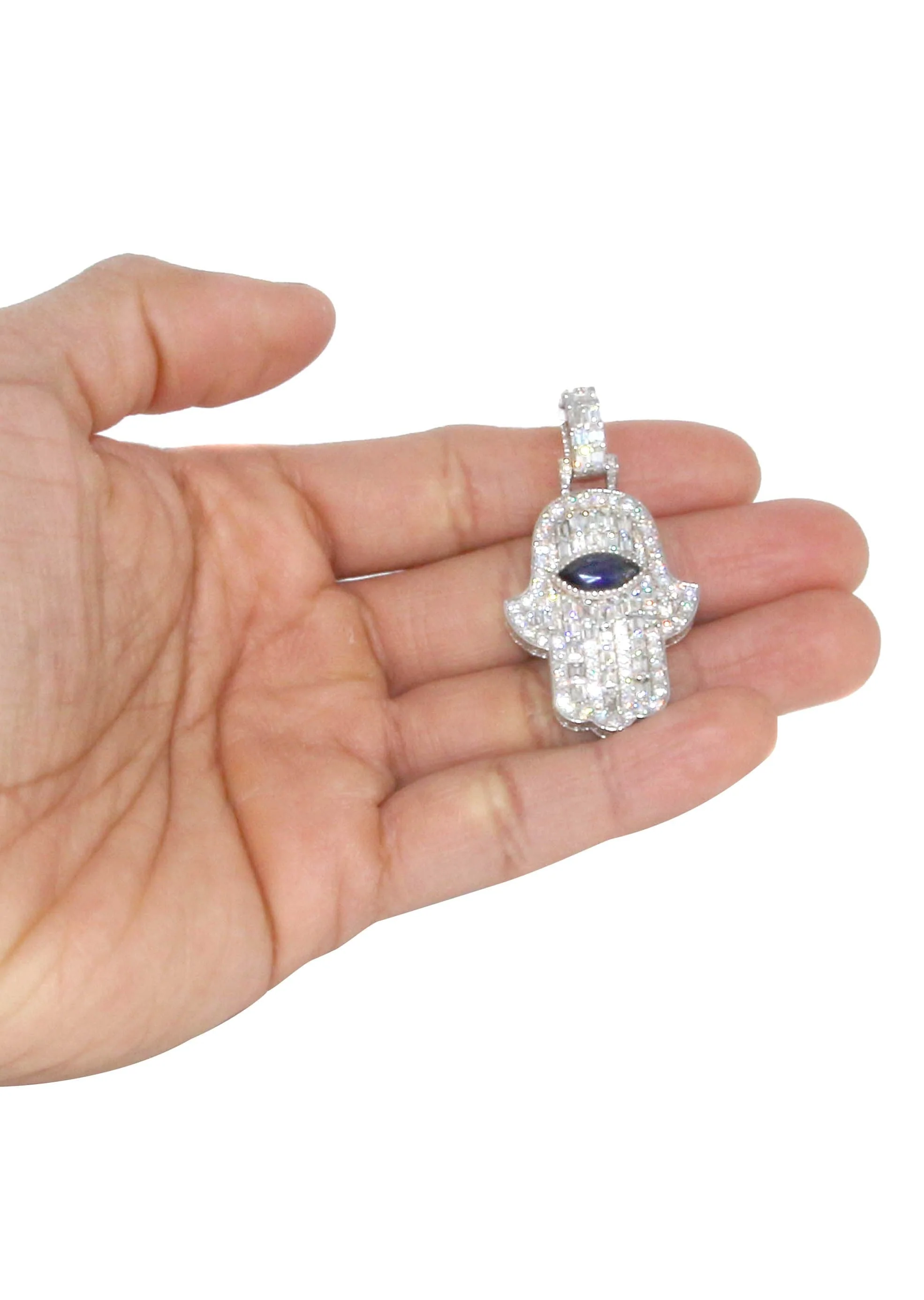 Diamond 14K White Gold Hamsa Diamond Necklace | 8.47 Carats - Image 5