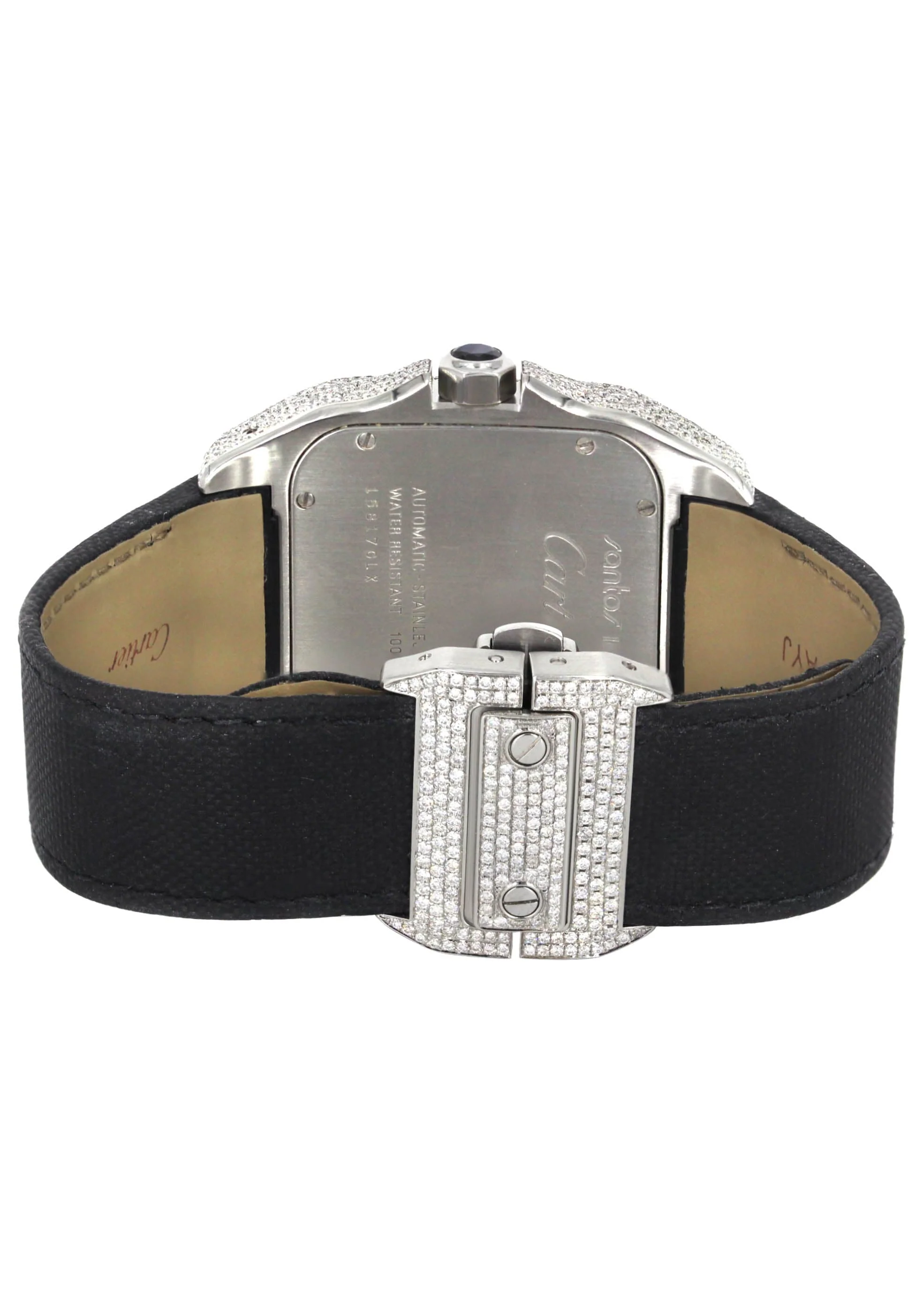 Diamond Cartier Santos 100 | Diamond Roman Dial | Diamond Case | Stainless Steel - Image 3