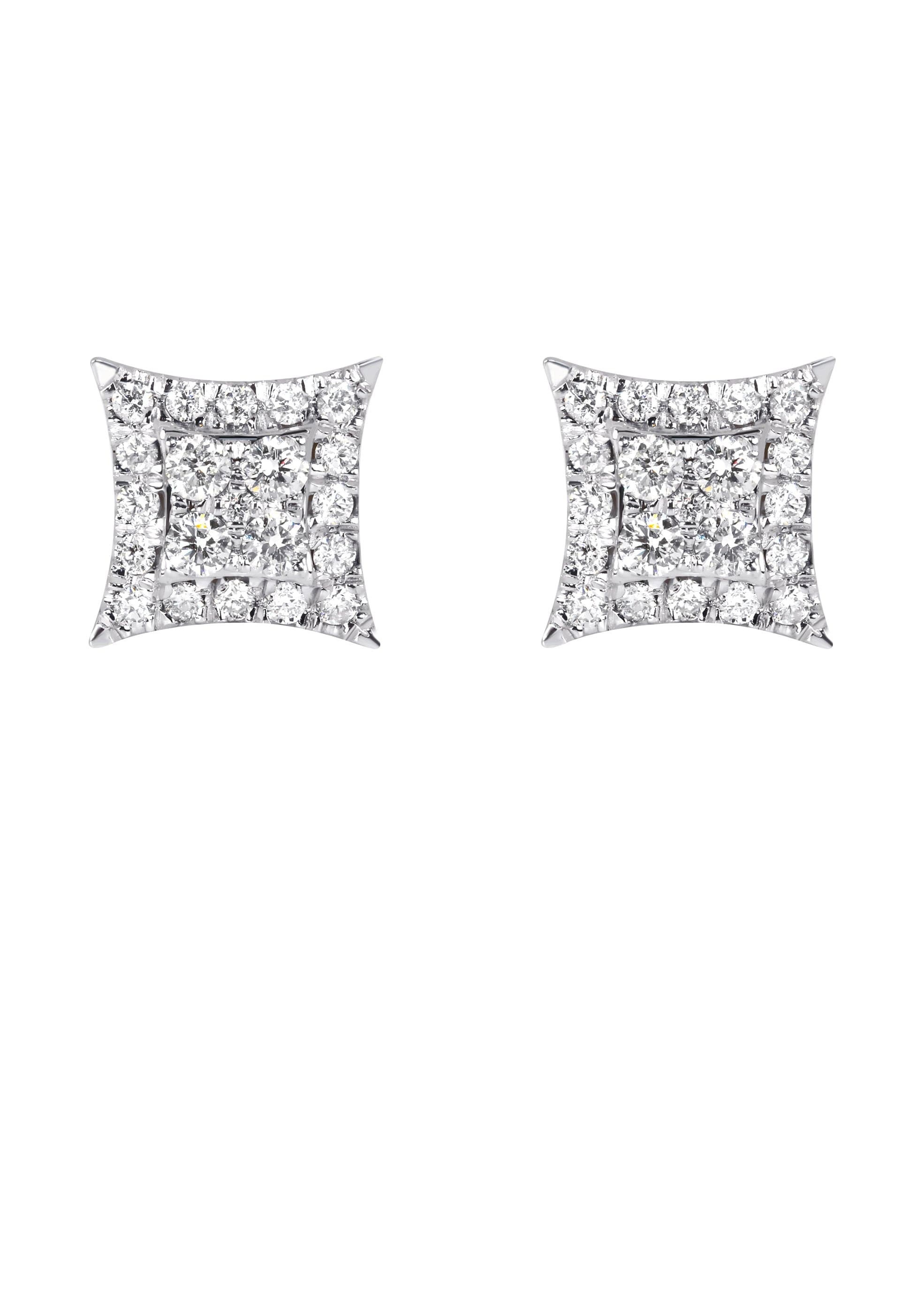 Mens Stud Diamond Earrings | 0.54 Carats 14K White Gold