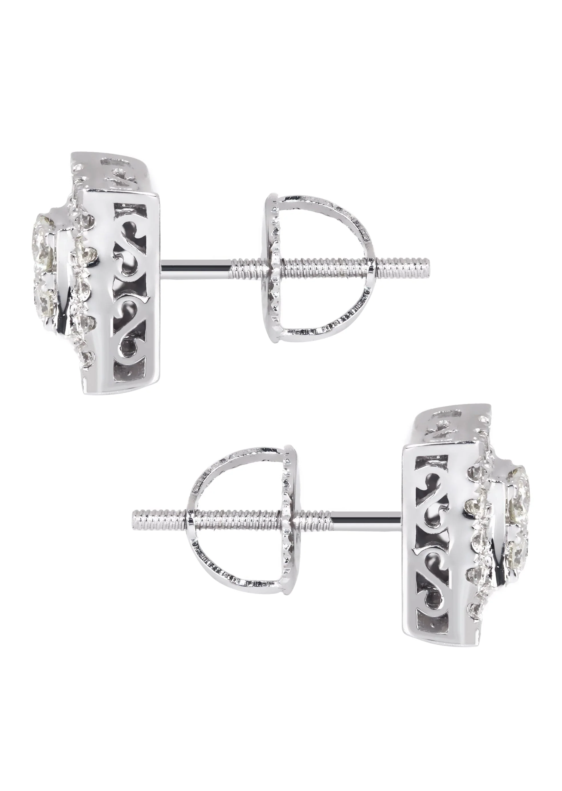 Mens Stud Diamond Earrings | 0.54 Carats 14K White Gold - Image 3