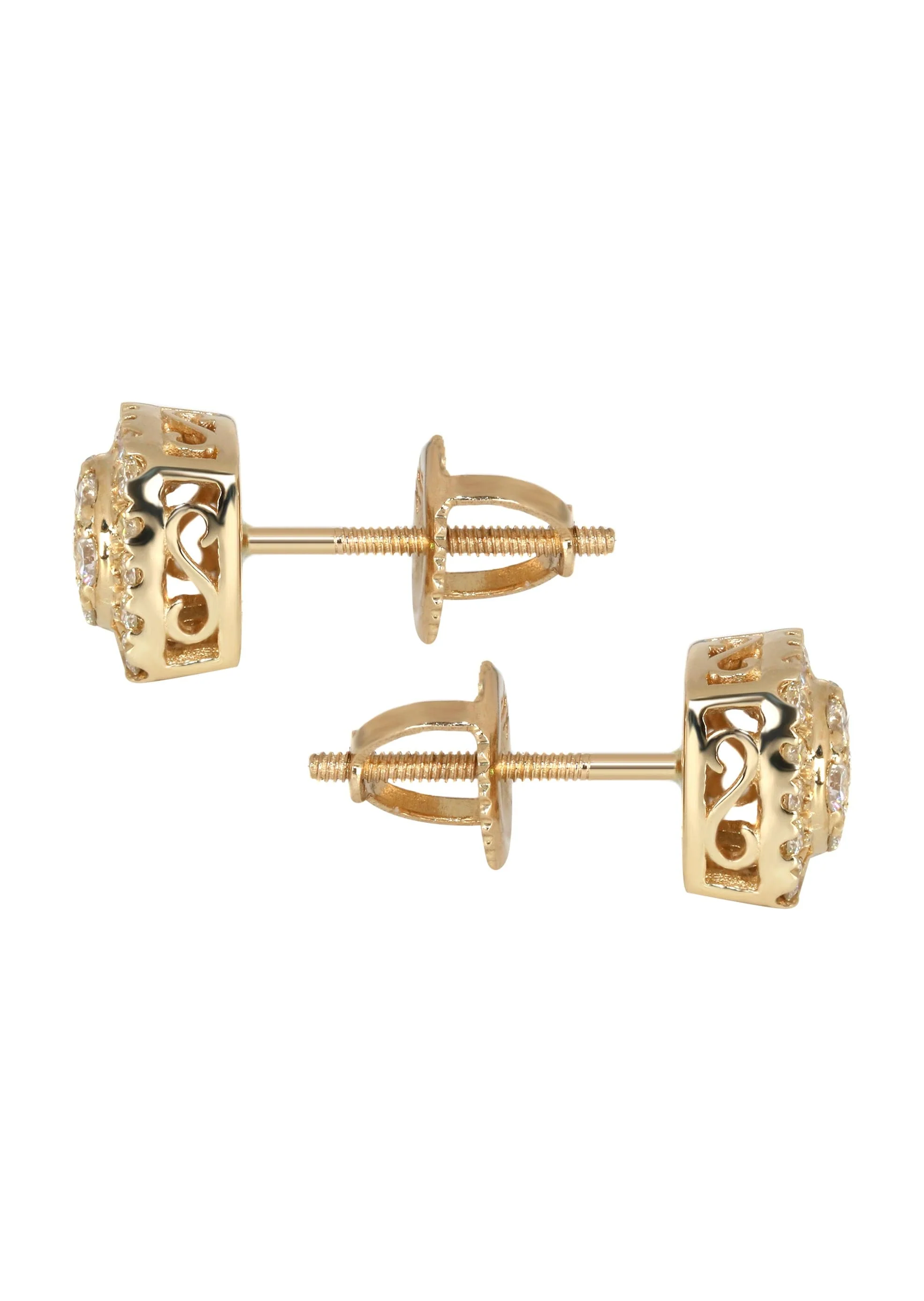 Mens Stud Diamond Earrings | 0.56 Carats 14K Yellow Gold - Image 3